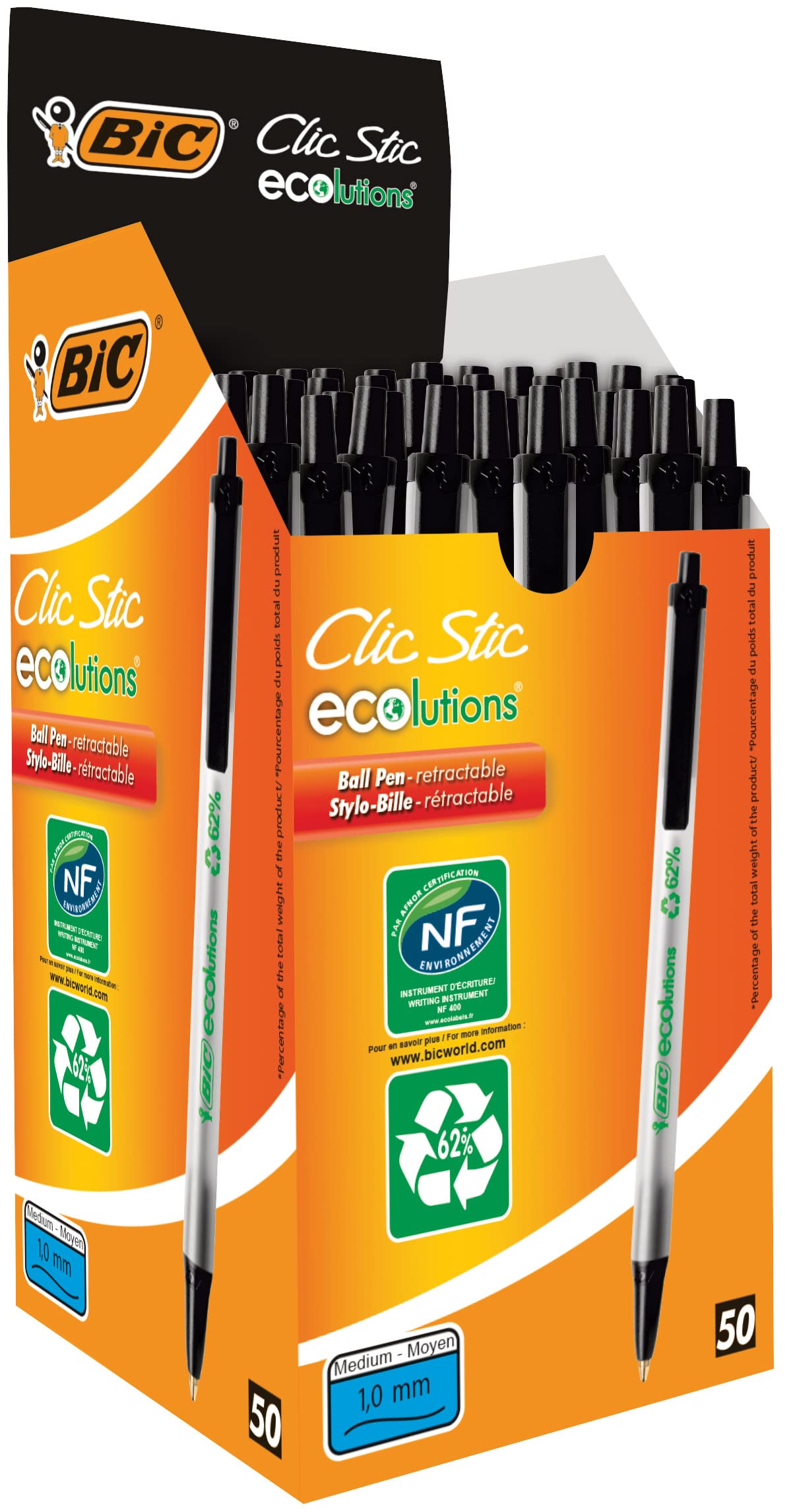 Bic Ecolutions Clic Stic (Recycled) Black (Box 50)