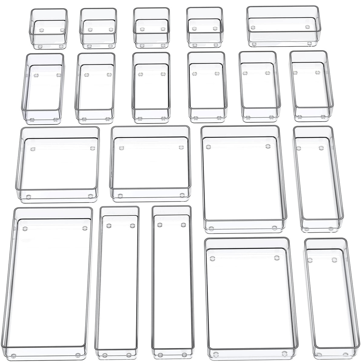 SMARTAKE 20-Piece Drawer Organizer with Non-Slip Silicone Pads, 7-Size