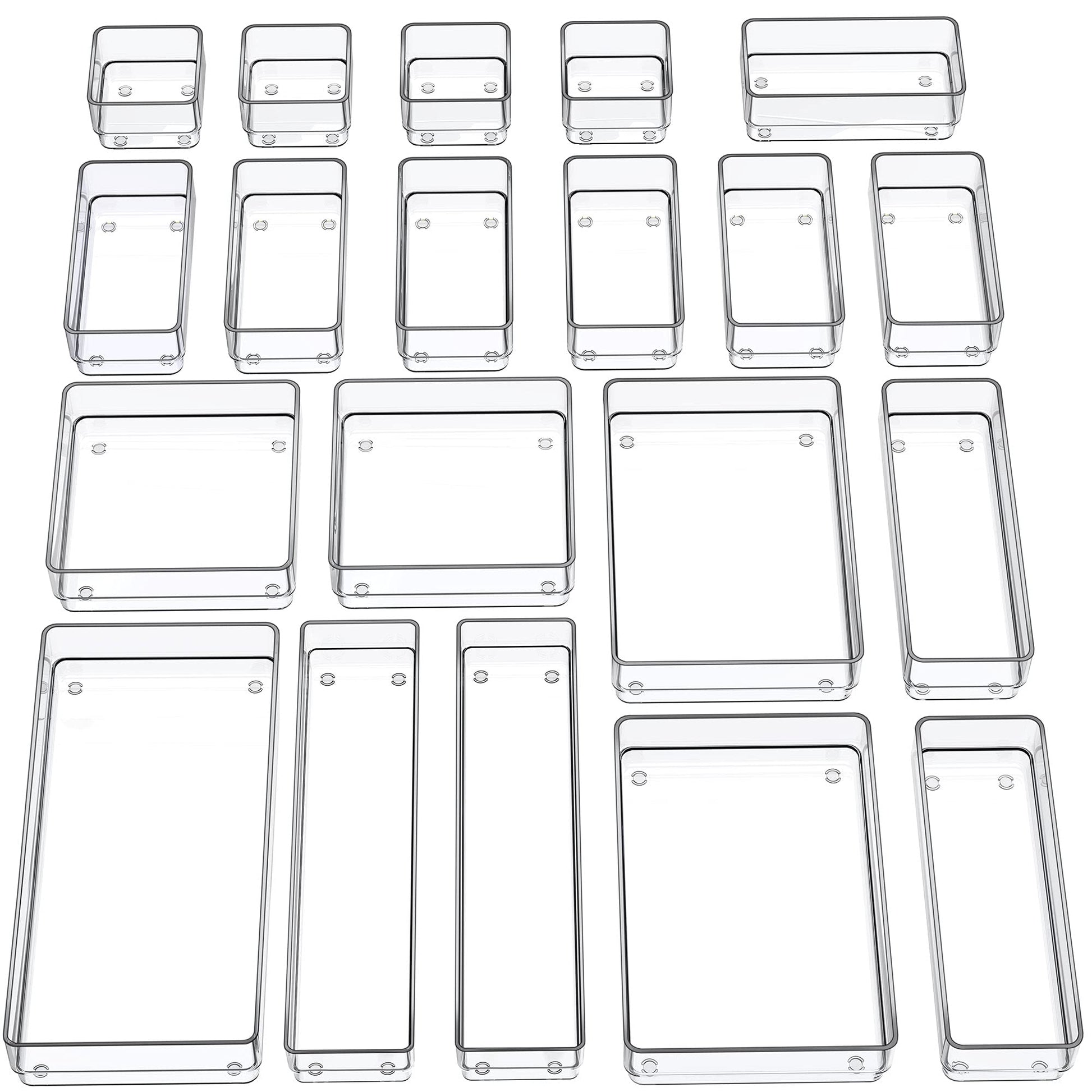 SMARTAKE 20-Piece Drawer Organizer with Non-Slip Silicone Pads, 7-Size