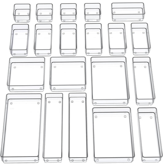 SMARTAKE 20-Piece Drawer Organizer with Non-Slip Silicone Pads, 7-Size