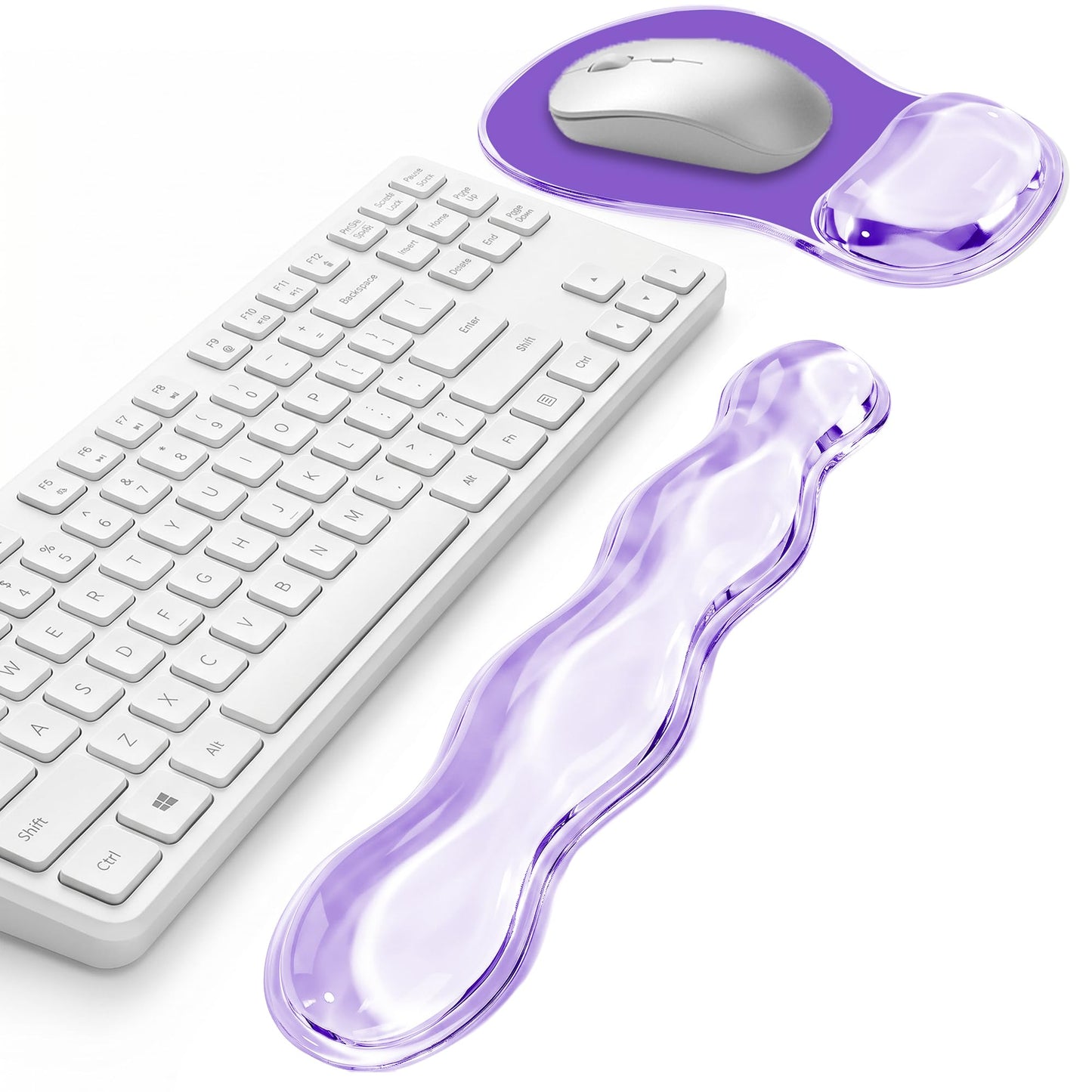 Keyboard Wrist Rest & Ergonomic Mouse Pad with Wrist Rest Set, Cute Transparent Gel Wrist Rest for