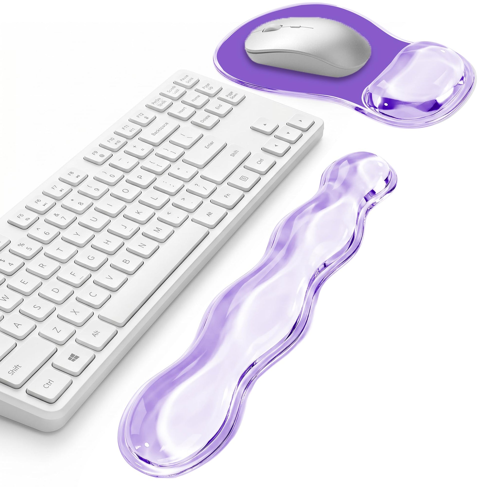 Keyboard Wrist Rest & Ergonomic Mouse Pad with Wrist Rest Set, Cute Transparent Gel Wrist Rest for
