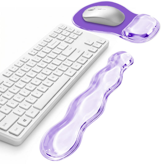 Keyboard Wrist Rest & Ergonomic Mouse Pad with Wrist Rest Set, Cute Transparent Gel Wrist Rest for