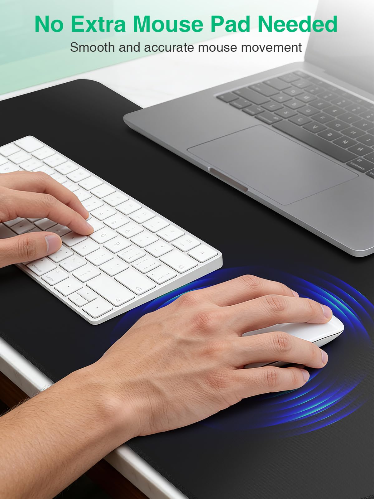 Mouse Pad with Wireless Charging, Black Mousepad Long Desk Mat, Large Gaming Mouse Pad, Soft Mouse