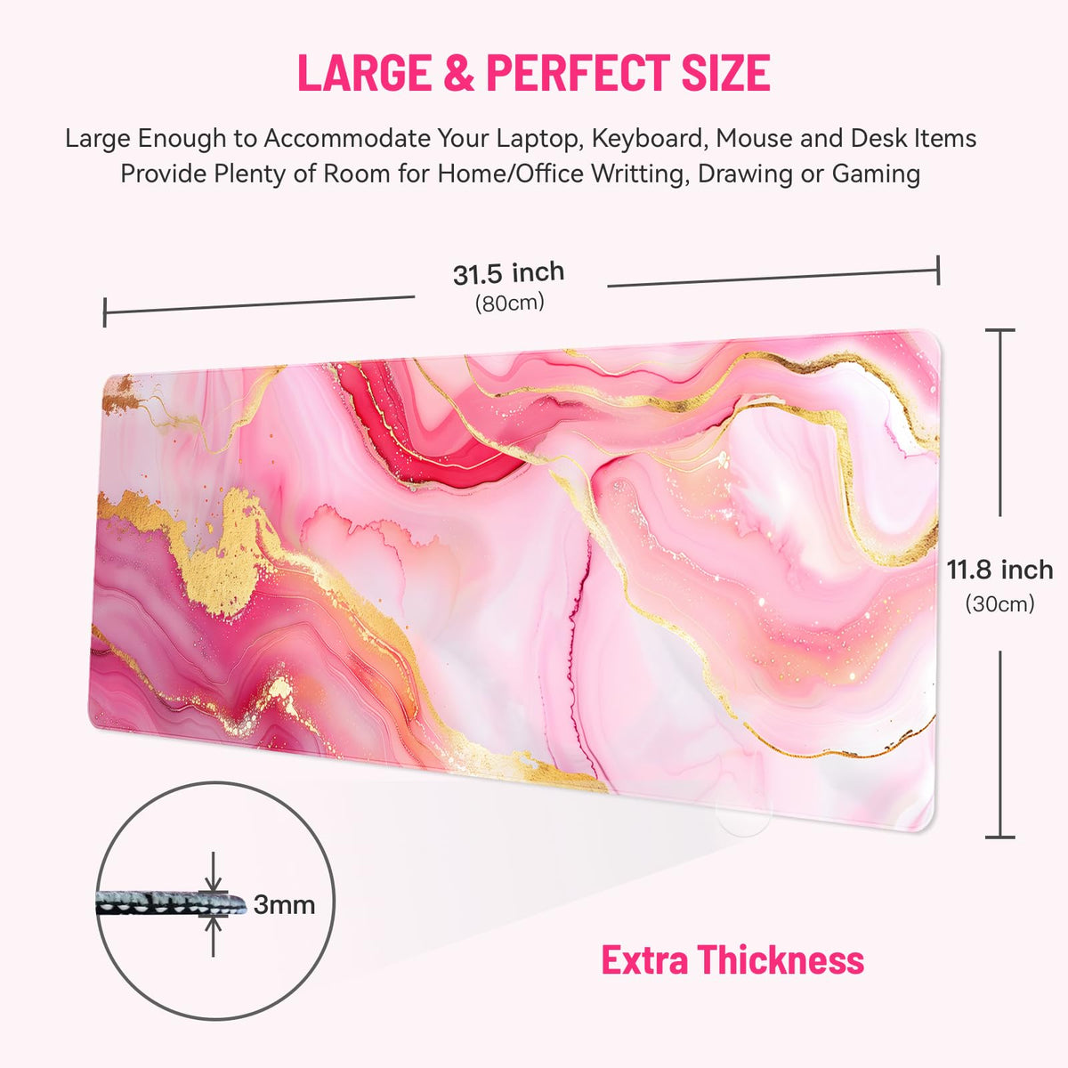 Stanoha Cute Desk Mat for Keyboard Desktop Extra Large Mouse Pad, Marble