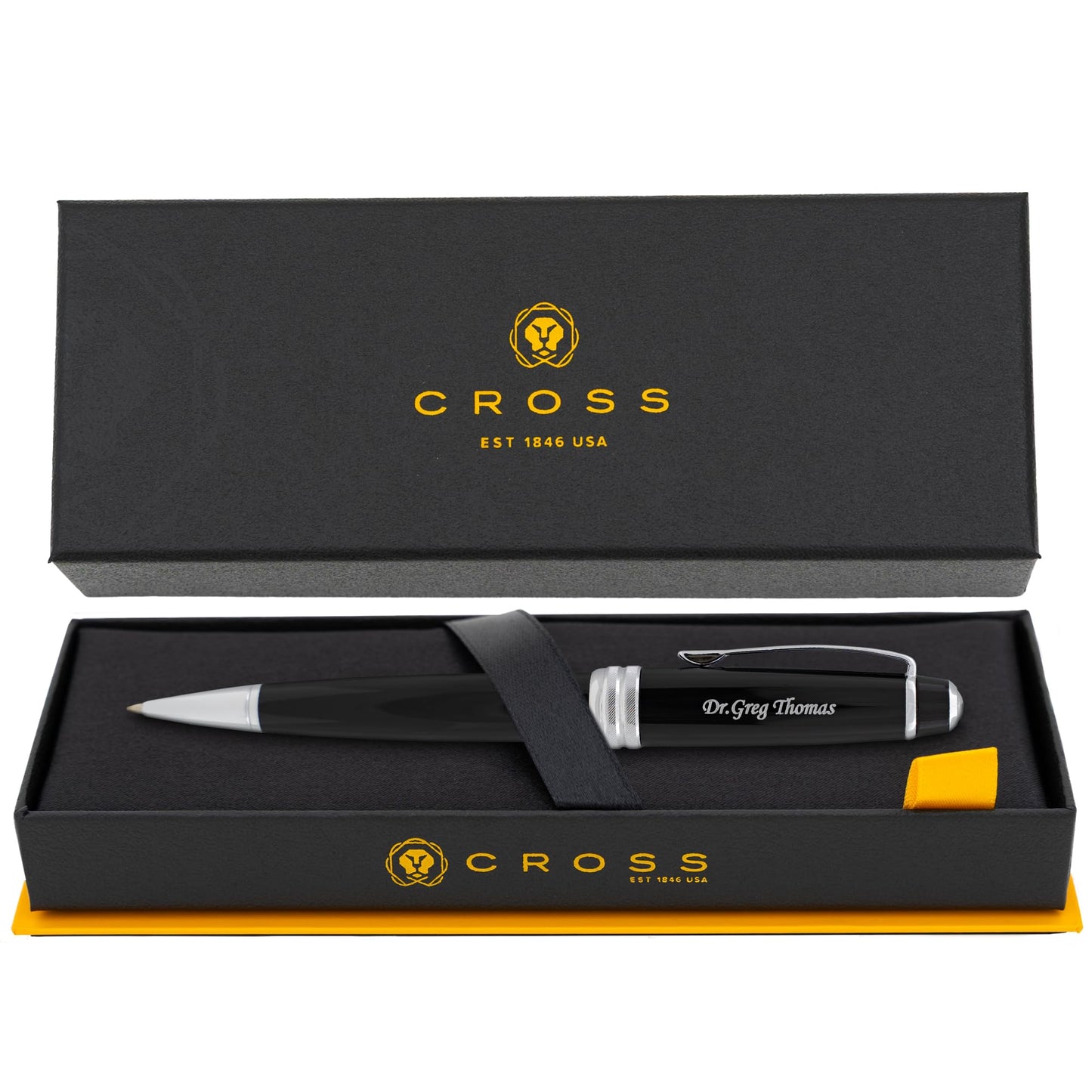 Cross Bailey Personalized Ballpoint Pen in Black Lacquer with Chrome Trim