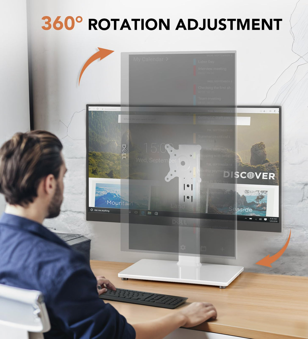 Hemudu Single LCD Computer Monitor Free-Standing Desk Stand Riser for 13 inch to 32 inch Screen