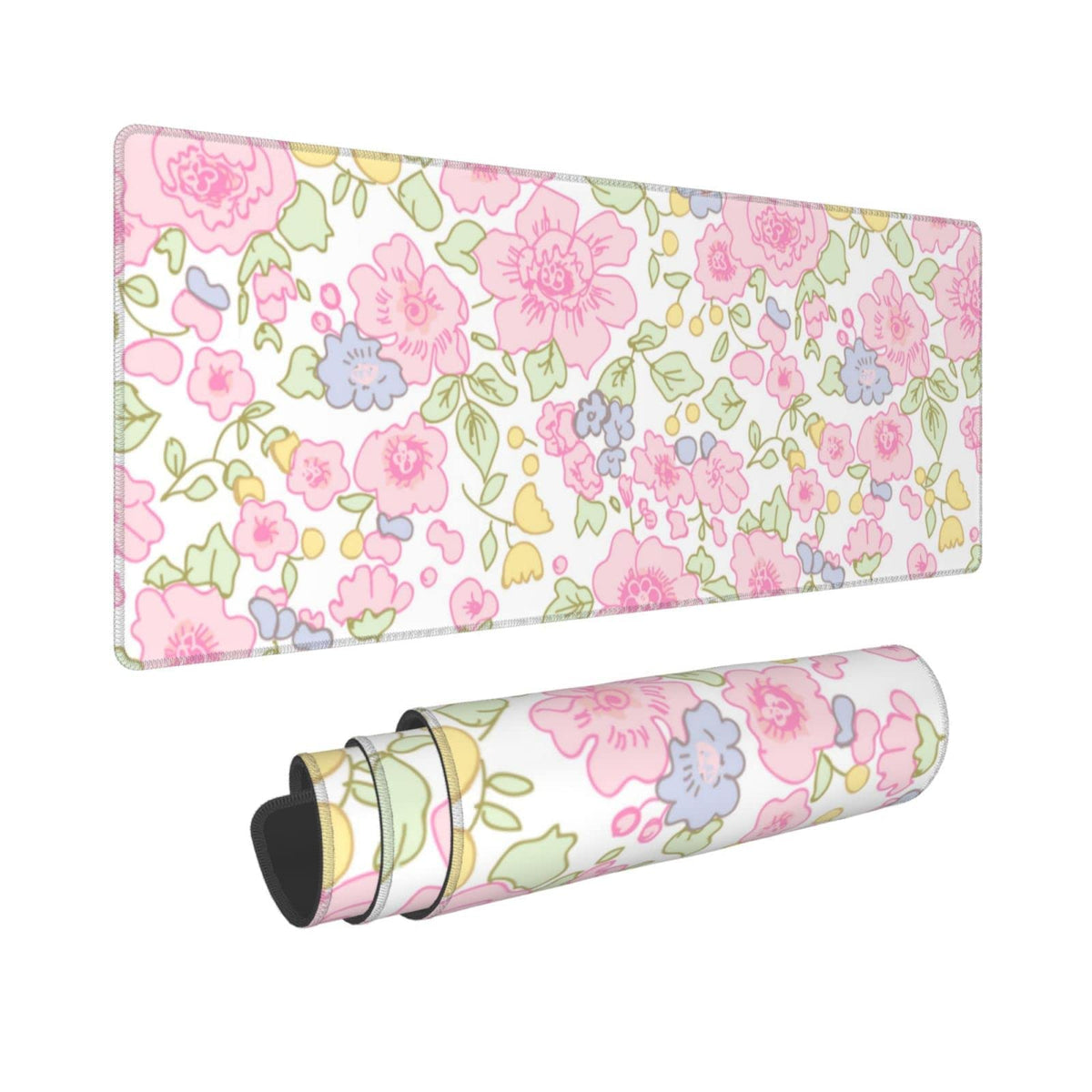 Cute Flowers Pink Floral Gaming Mouse Pad Large XL Desk Mat Long Extended Pads Big Mousepad for
