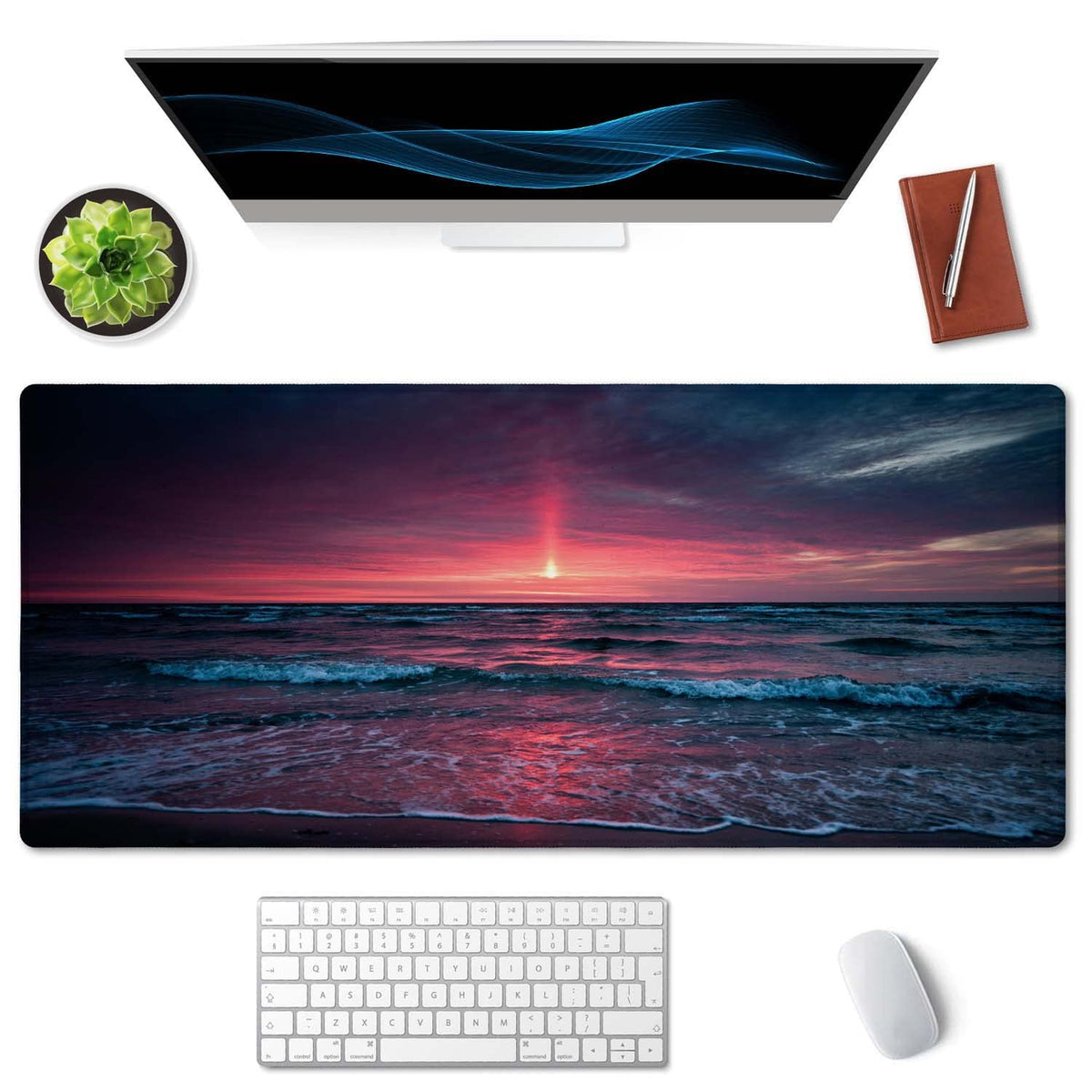 SSOIU Desk Mat, Extended Gaming Mouse Pad (35.5x15.7 in), Large Non-Slip Rubber Base Mousepad with