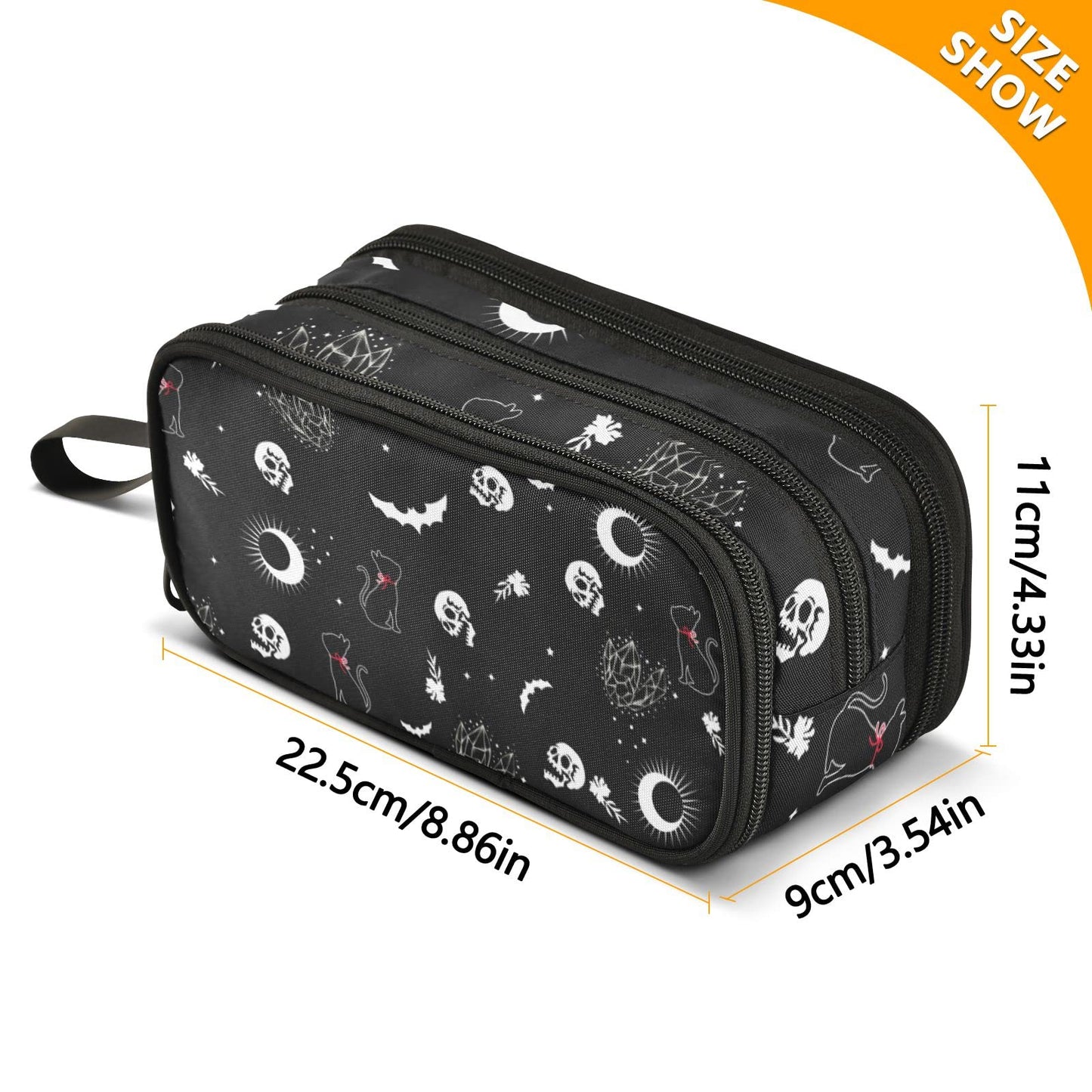XUWU Goth Skull Cat Moon Large Capacity Pencil Case Pencil Pouch Pen Box