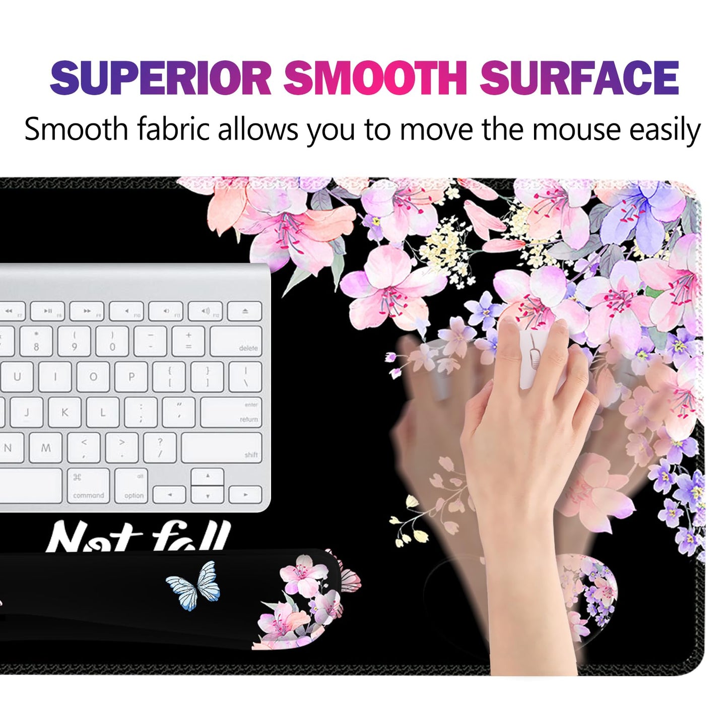 ARTSO Large Mouse Pad Keyboard Wrist Rest Support Combo, Memory Foam Wrist Pad, Extended Desk Mat