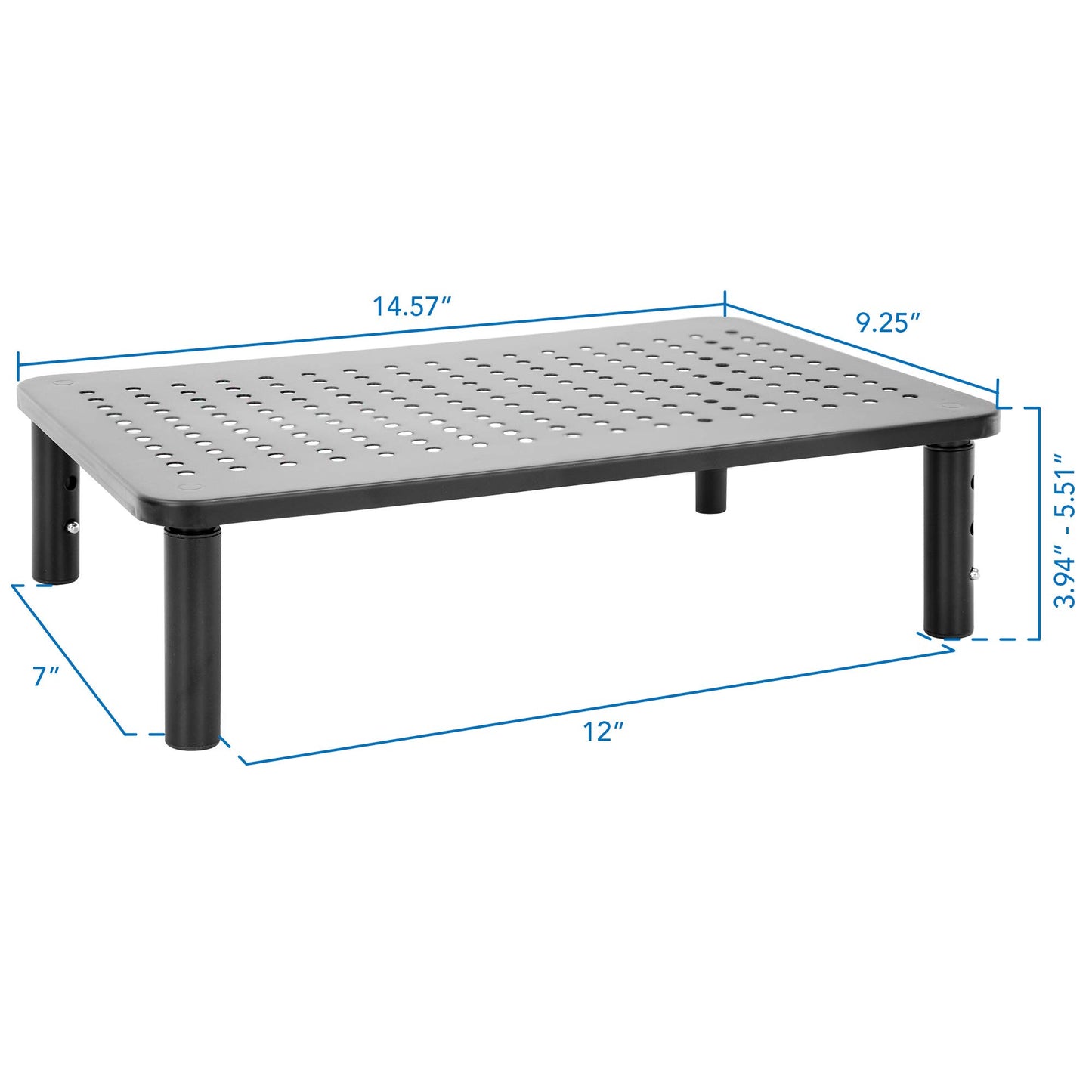 Mount-It! Height Adjustable Single Monitor Riser | Metal Mesh Computer Screen Platform | Desktop