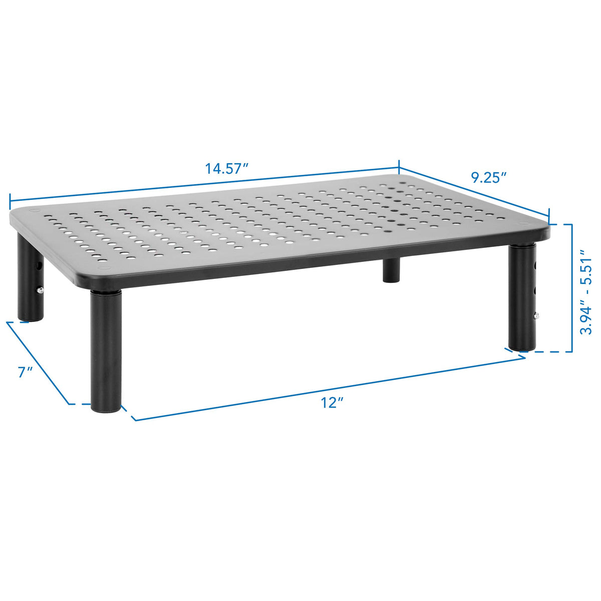 Mount-It! Height Adjustable Single Monitor Riser | Metal Mesh Computer Screen Platform | Desktop