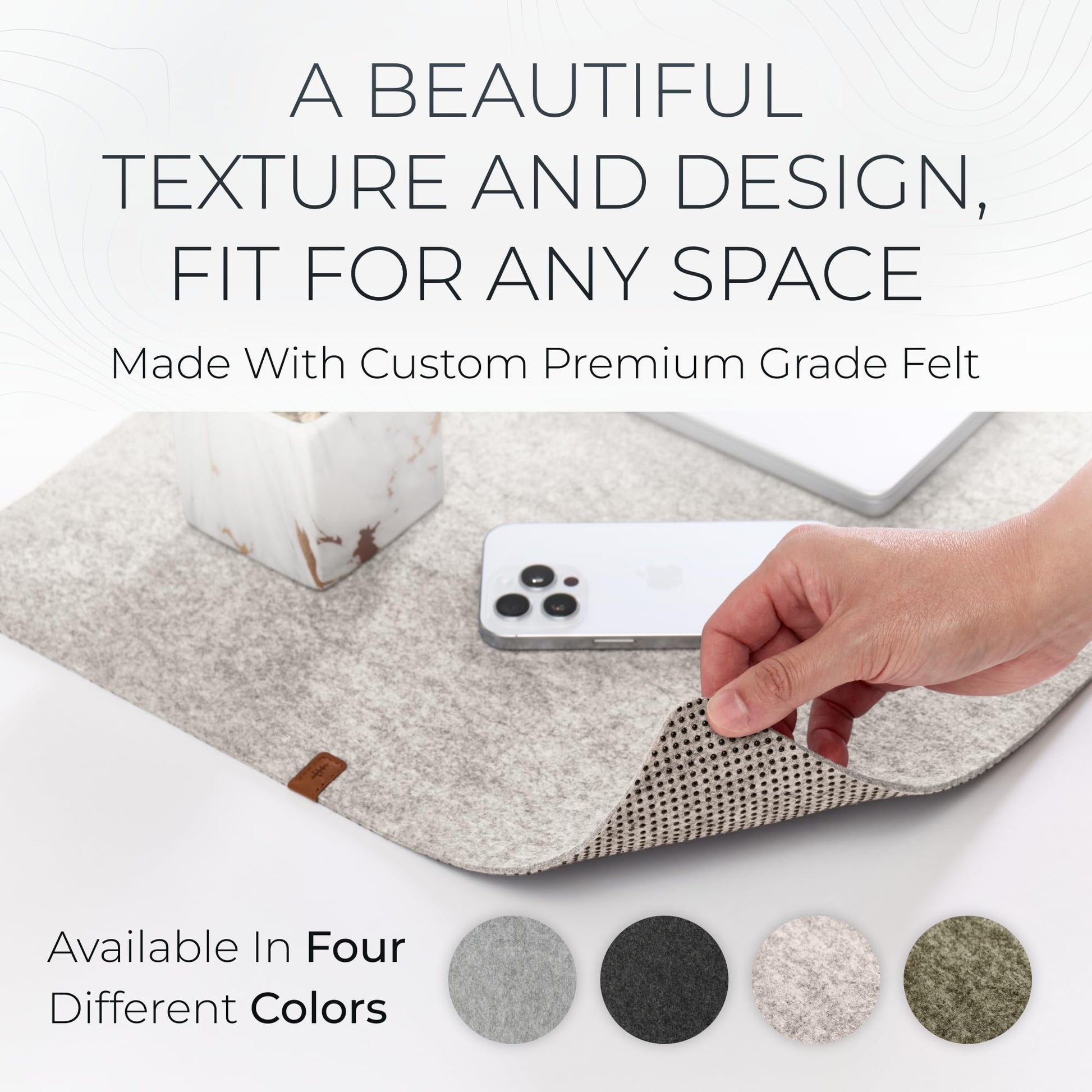 Nordik Felt Desk Mat - Large Felt Desk Pad - Stone Oat Beige 35 x 17 in