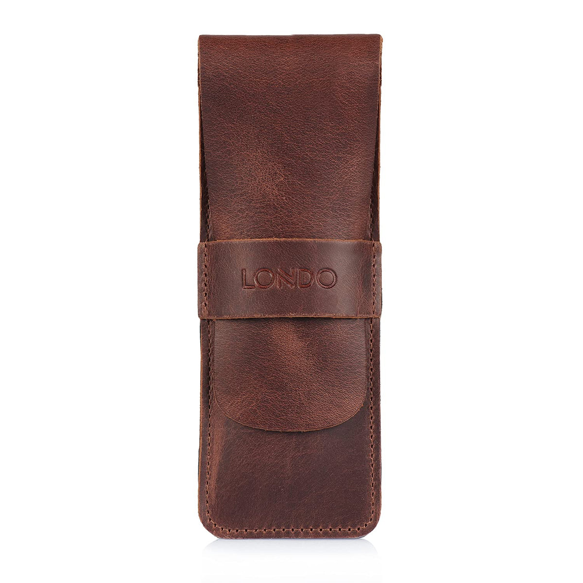Londo Genuine Leather Pen and Pencil Case with Tuck in Flap, Stationery Bag