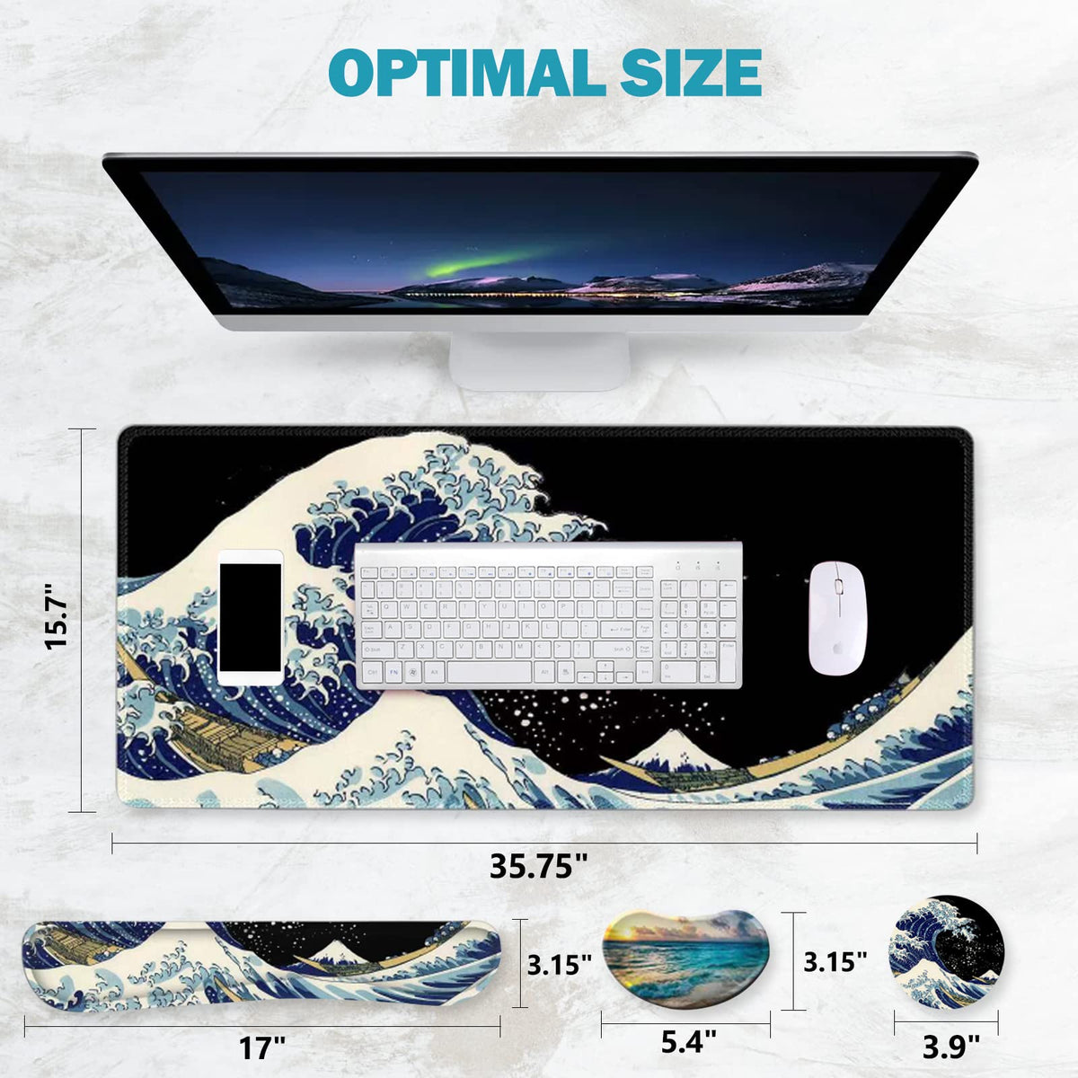 ToLuLu Extended Gaming Mouse Pad, Ergonomic Keyboard Mouse Wrist Rest Set