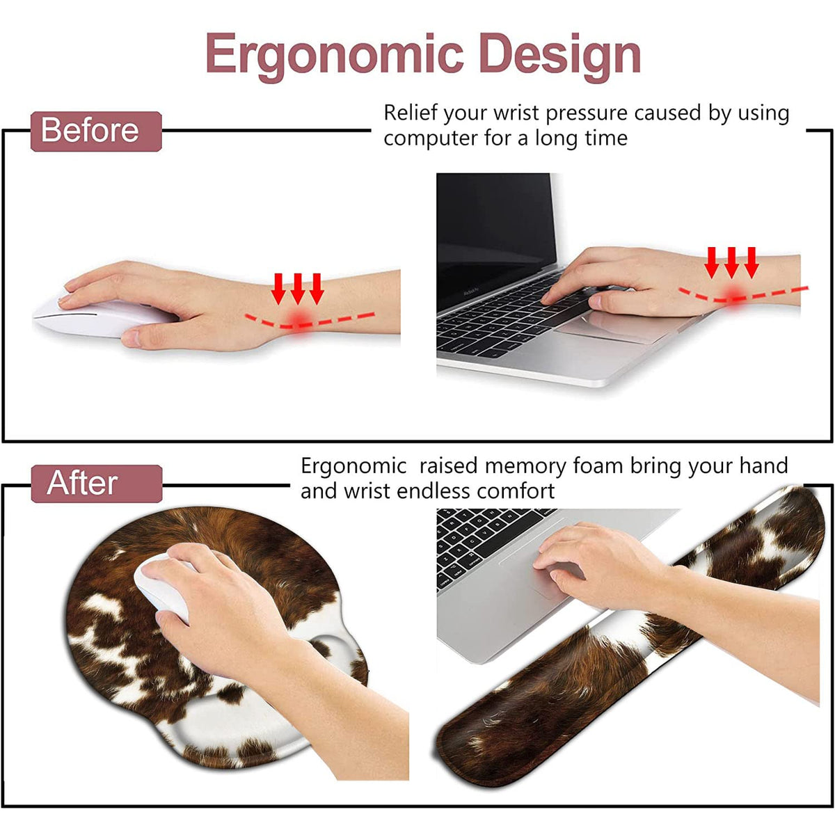 Keyboard Wrist Rest and Mouse Pad with Wrist Support Ergonomic Desk Pad, Memory Foam Keyboard Wrist