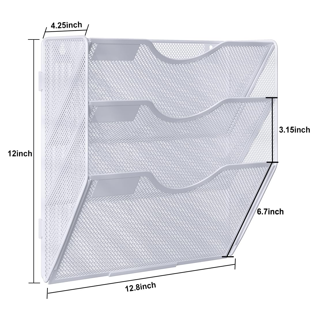 PAG-Mass Hanging Wall File Holder, 3 Tier Mail Sorter for Wall, Mesh Office Wall Organizer for