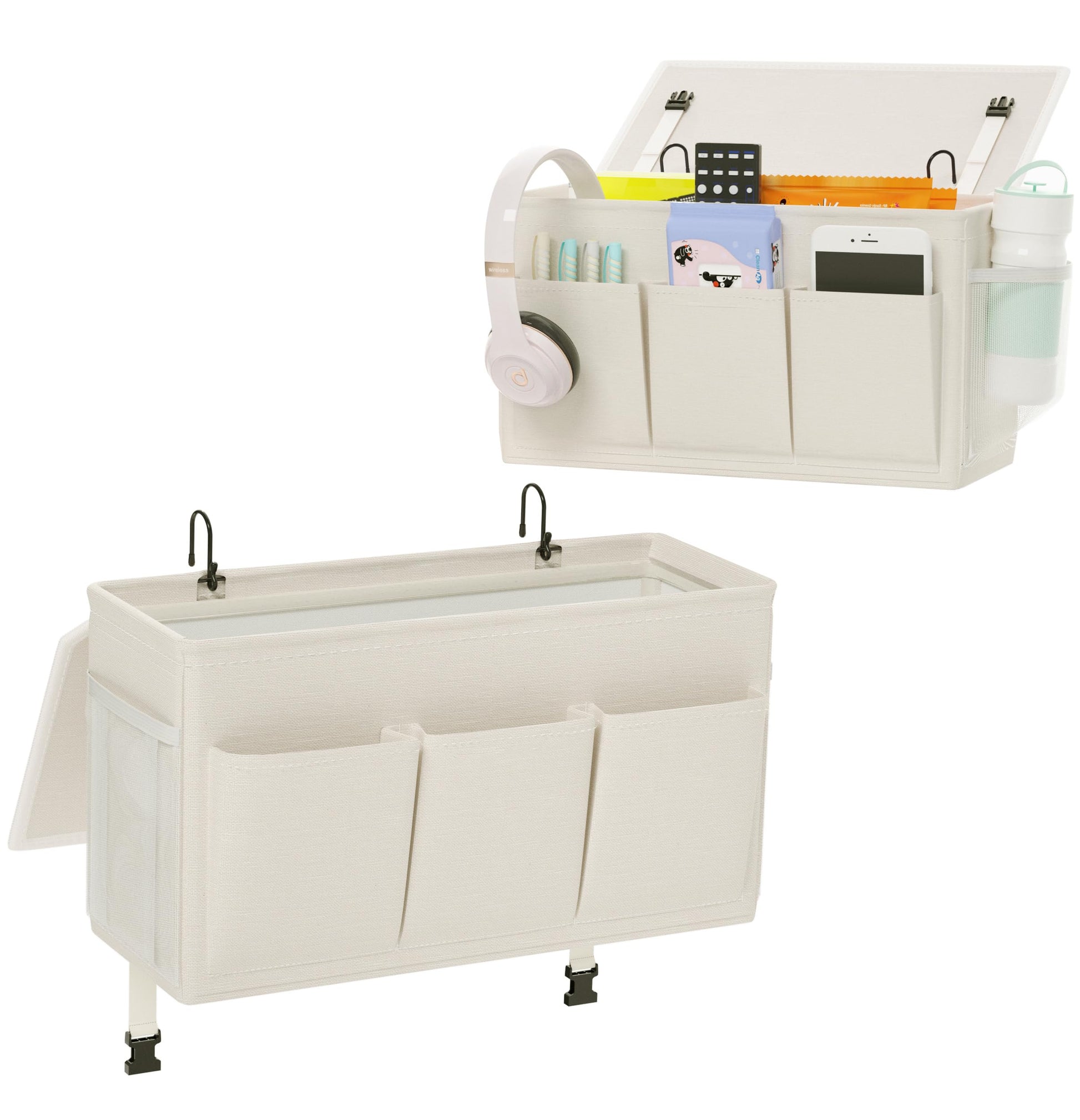 Bedside Caddy Storage Organizer for Bed Rails, Bed Caddy with 6 Pockets