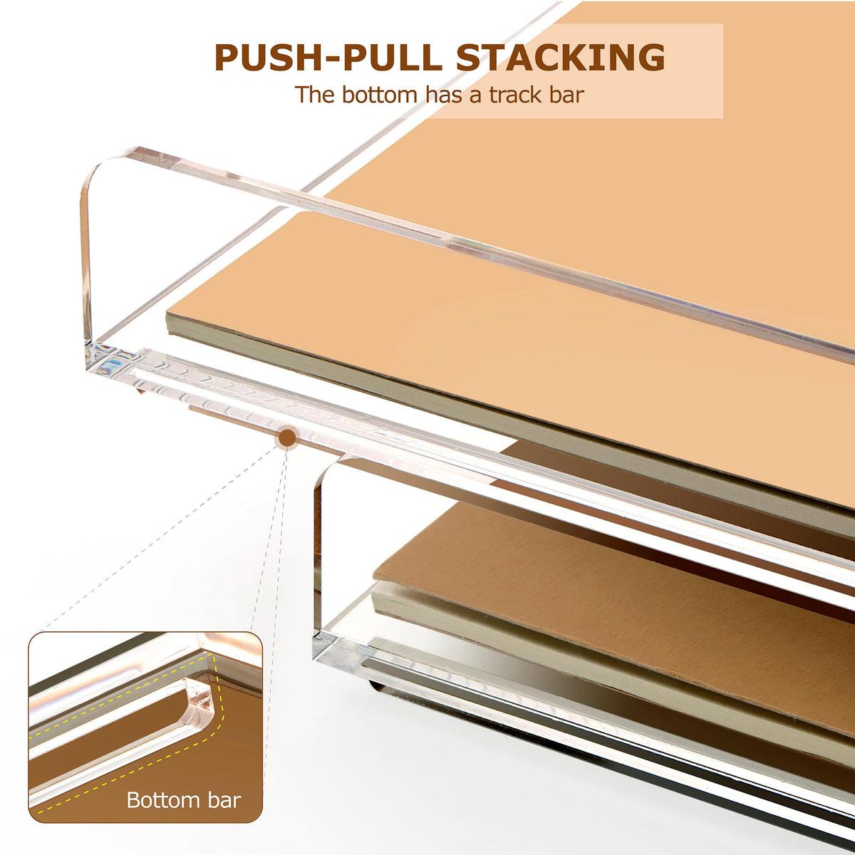 SANRUI 2 Tier Acrylic Stackable Paper Letter Tray, Vertical A4 File Desk Organizer and Accessories
