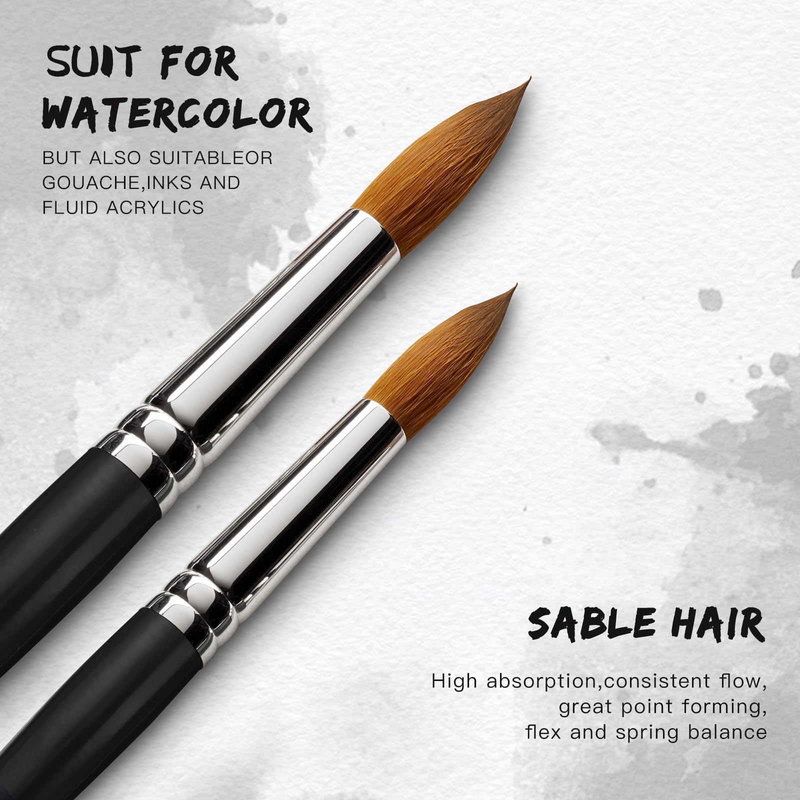 Watercolor Brushes Professional Set, 10 Artist Brushes Watercolor Paint Brushes, Golden Maple Sable