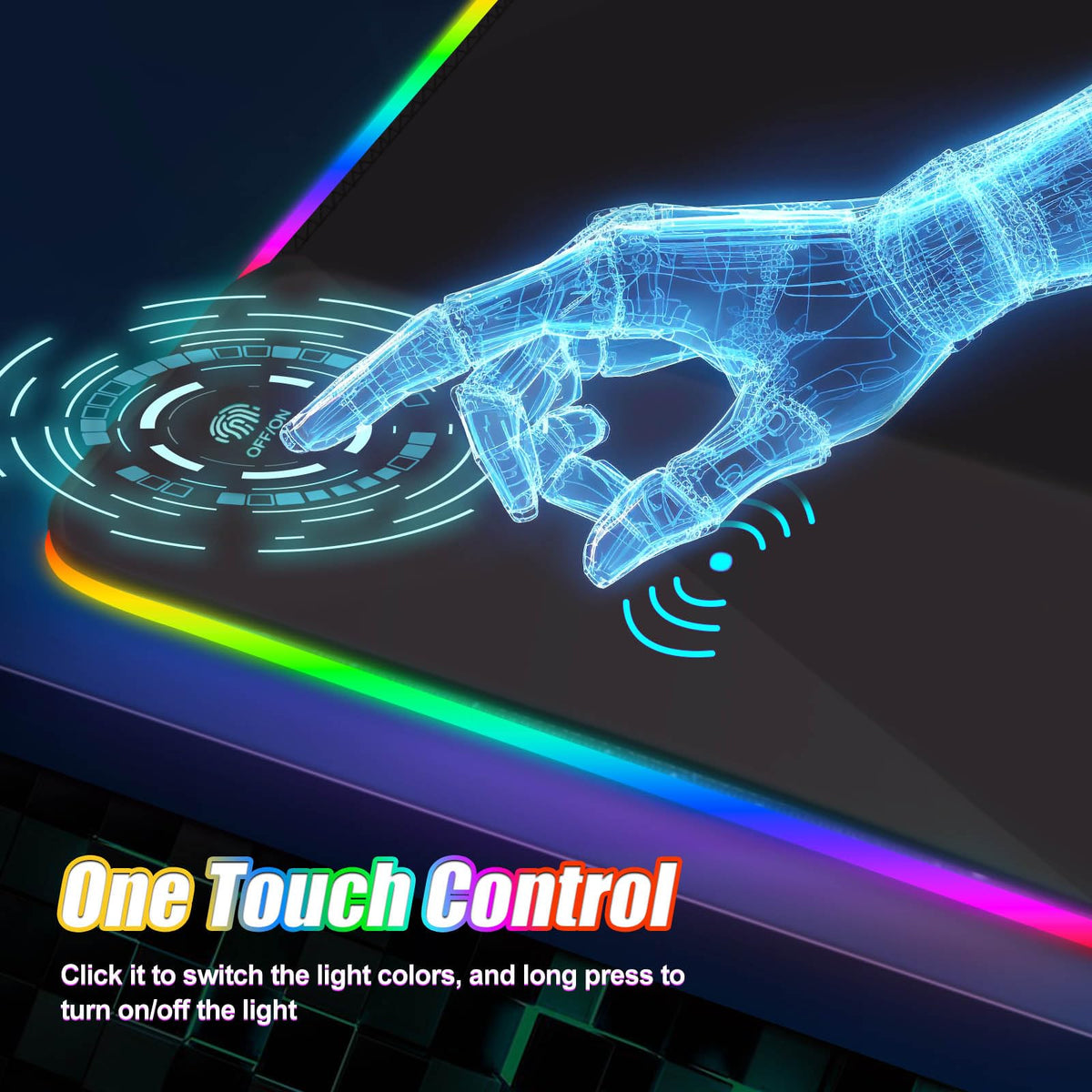ToLuLu Wireless Charging RGB Gaming Mouse Pad, 15W LED Mouse Mat with 30W Charger, 14 Light Modes