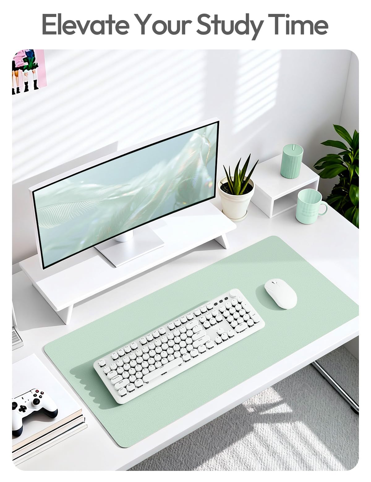 YSAGi Leather Desk Protector, Office Mat, Large Mouse Mat, Non-Slip PU Leather Blotter, Laptop Desk