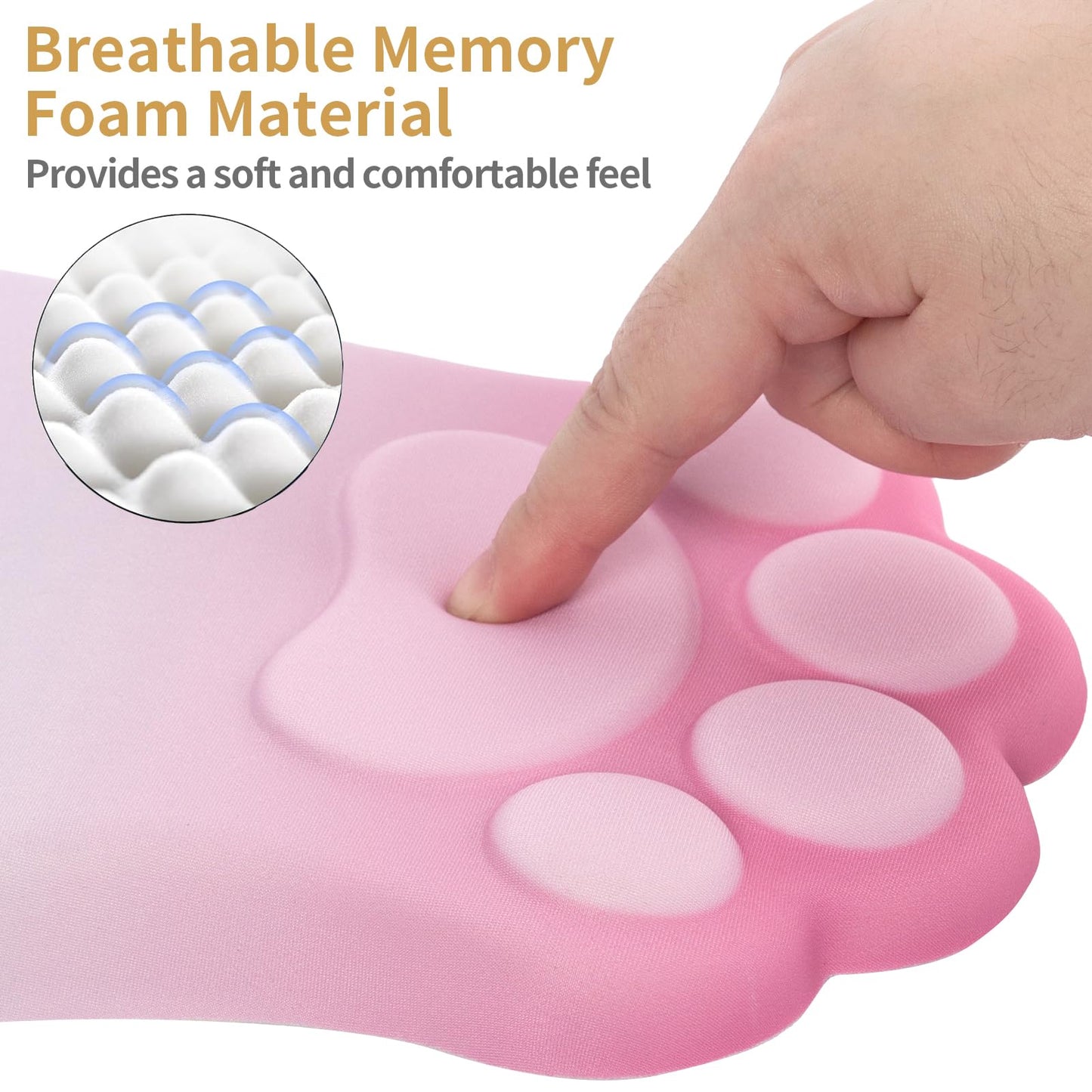 L-SPOUTTO Ergonomic Mouse Pad with Wrist Rest,Pink Mouse Pad Wrist Support