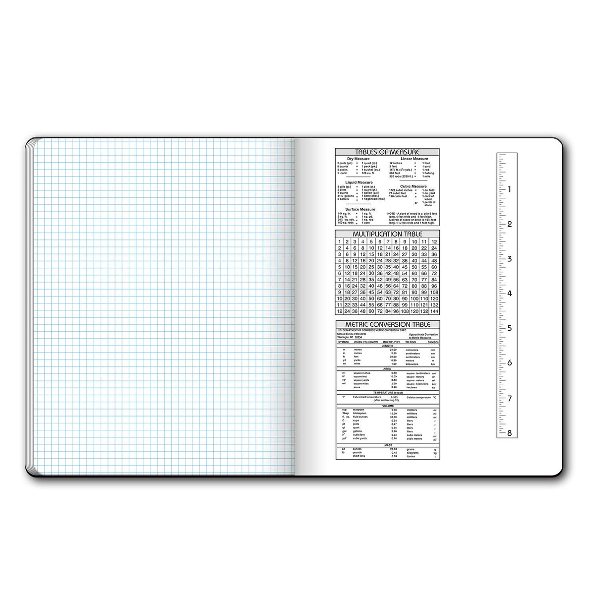 iScholar Composition Book, 100 Sheets, 5 x 5 Graph Ruled, 9.75 x 7.5-Inches, Black Marble Cover