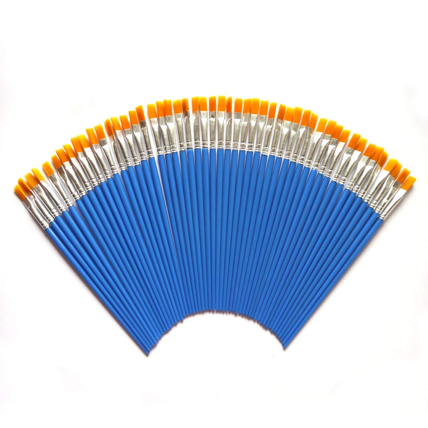 50 Pcs Flat Paint Brushes Value Pack, Synthetic Hair, Short Plastic Handle