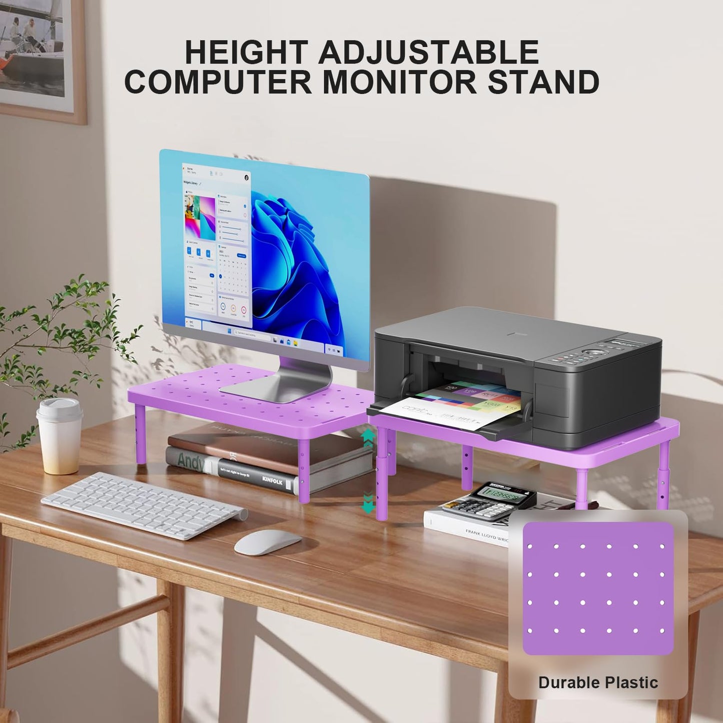 WALI Computer Monitor Stand for Desk, Adjustable Laptop Riser, up to 44 lbs
