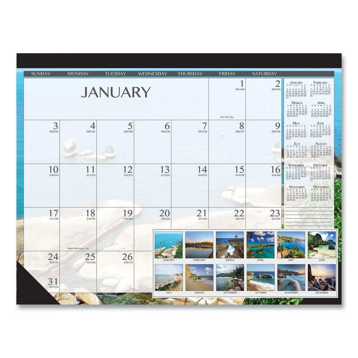 House of Doolittle 2021 Monthly Desk Pad Calendar, Earthscapes Seascapes, 22 x 17 inches, January