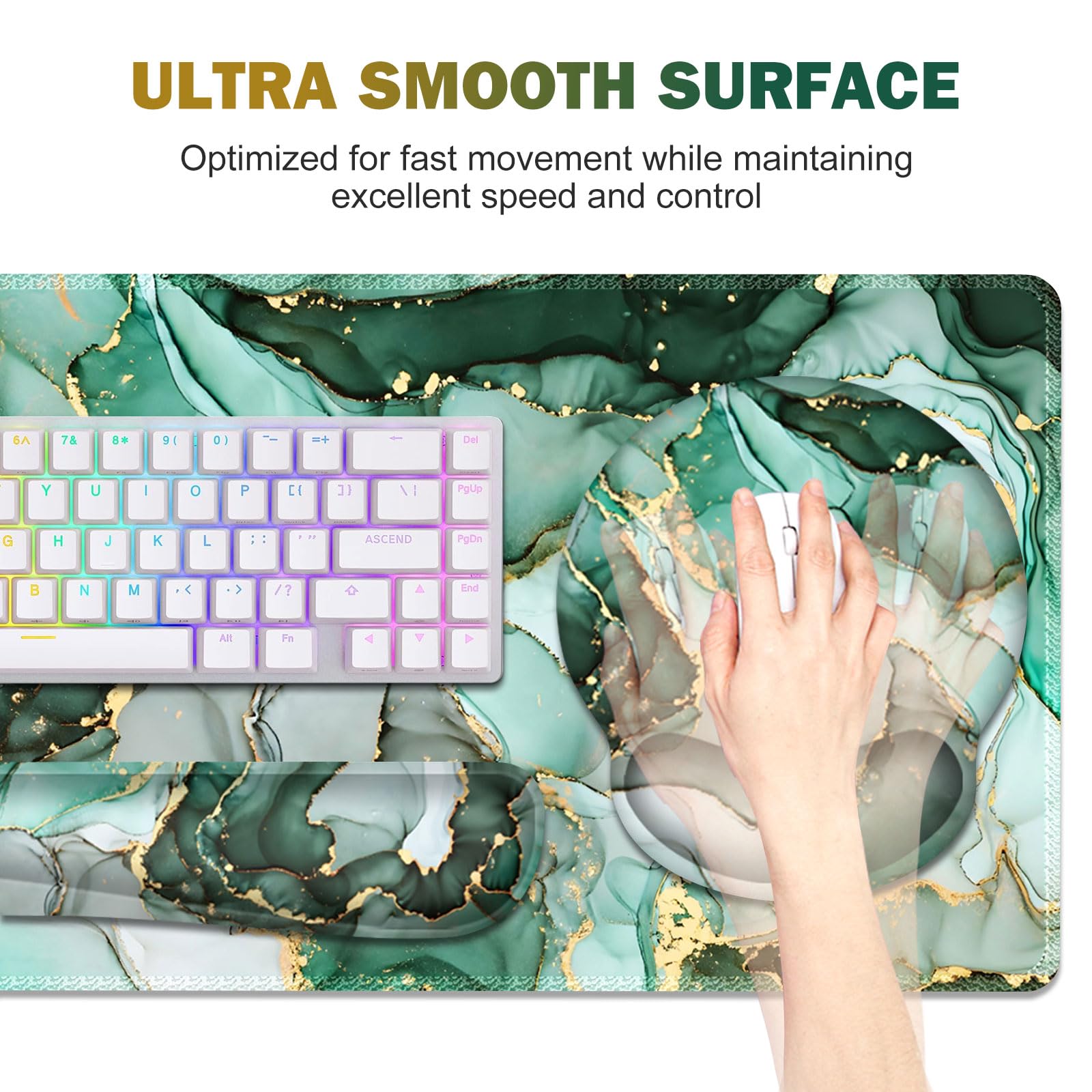 Gaming Mouse Pad, Large Desk Mat, Cute Desk Pad Protector 4in1 XXL Mousepad