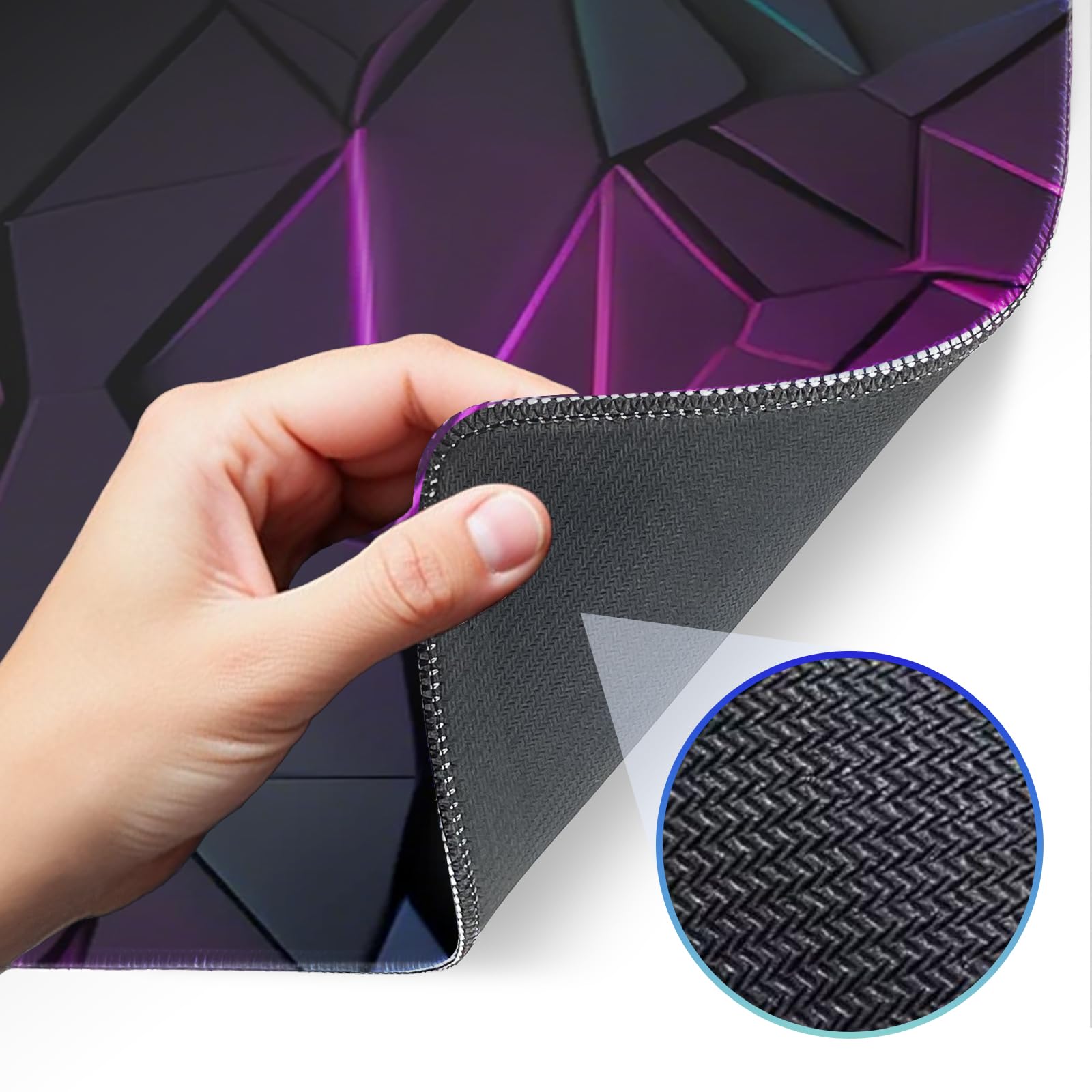 Stylish Geometric Design Gaming Mouse pad, Non-Slip Rubber Base, Stitched Edges, 31.5x11.8 inch