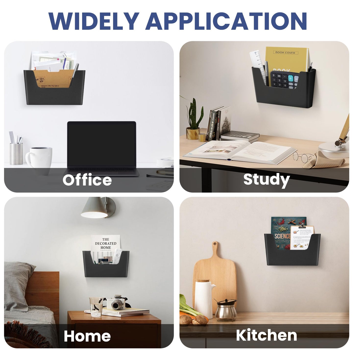 JOMOLA No Drilling File Holder 5 Pack Mail Organizer Wall Mount File Organizer Holder Office Wall
