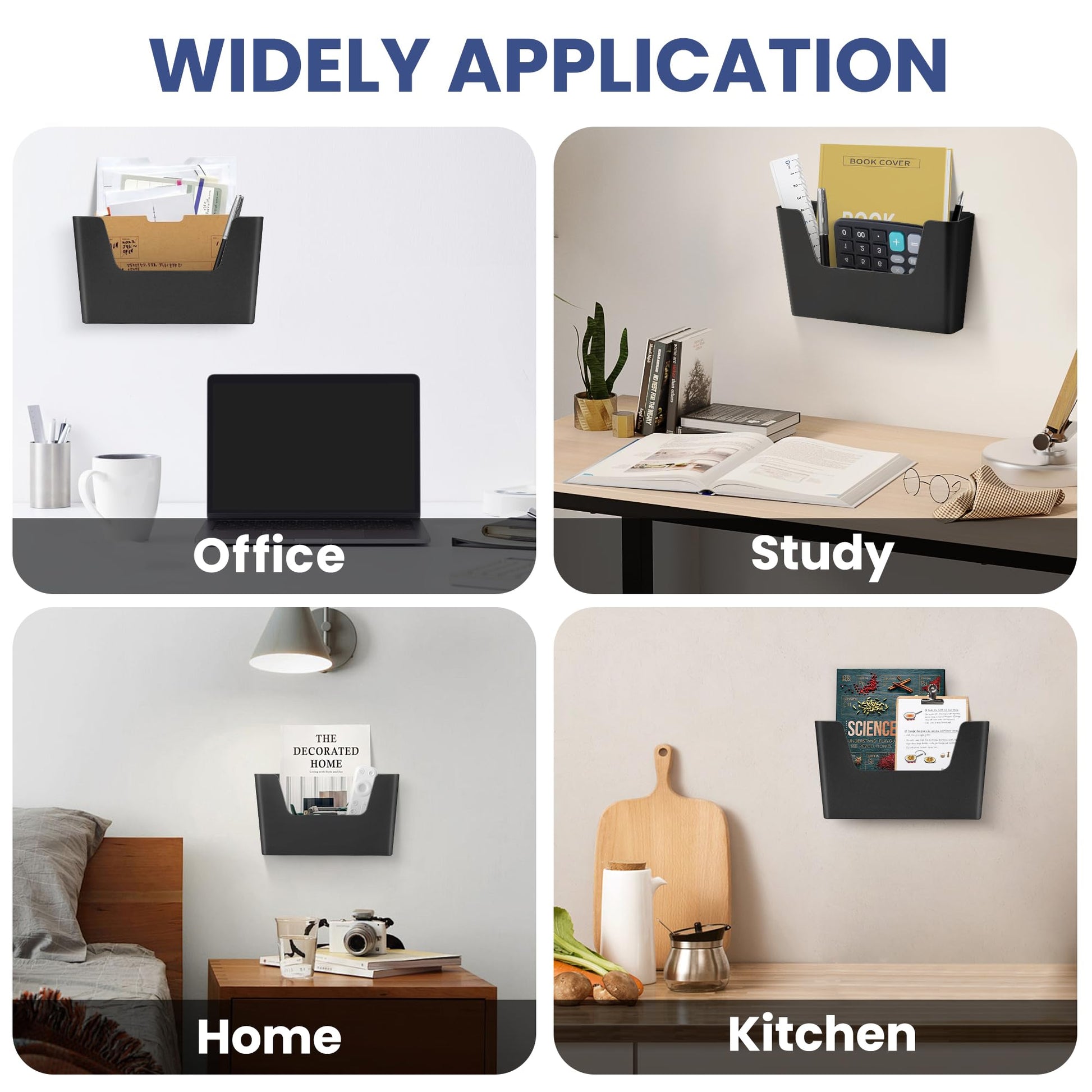 JOMOLA No Drilling File Holder 2 Pack Mail Organizer Wall Mount File Organizer Holder Office Wall