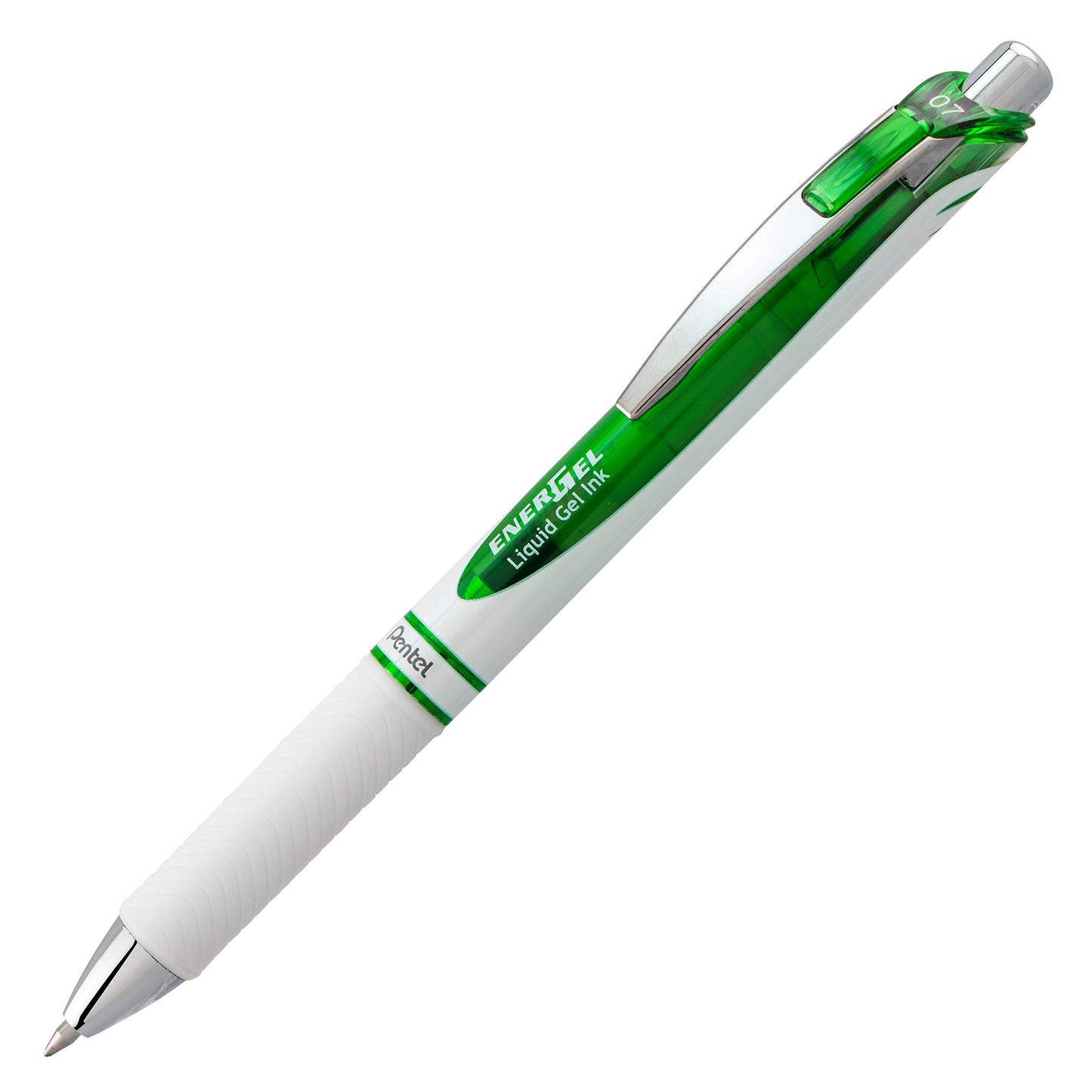 Pentel EnerGel Pearl Retractable Liquid Gel Pen, (0.7mm) Metal Tip, Medium Line, Lime Green Accent