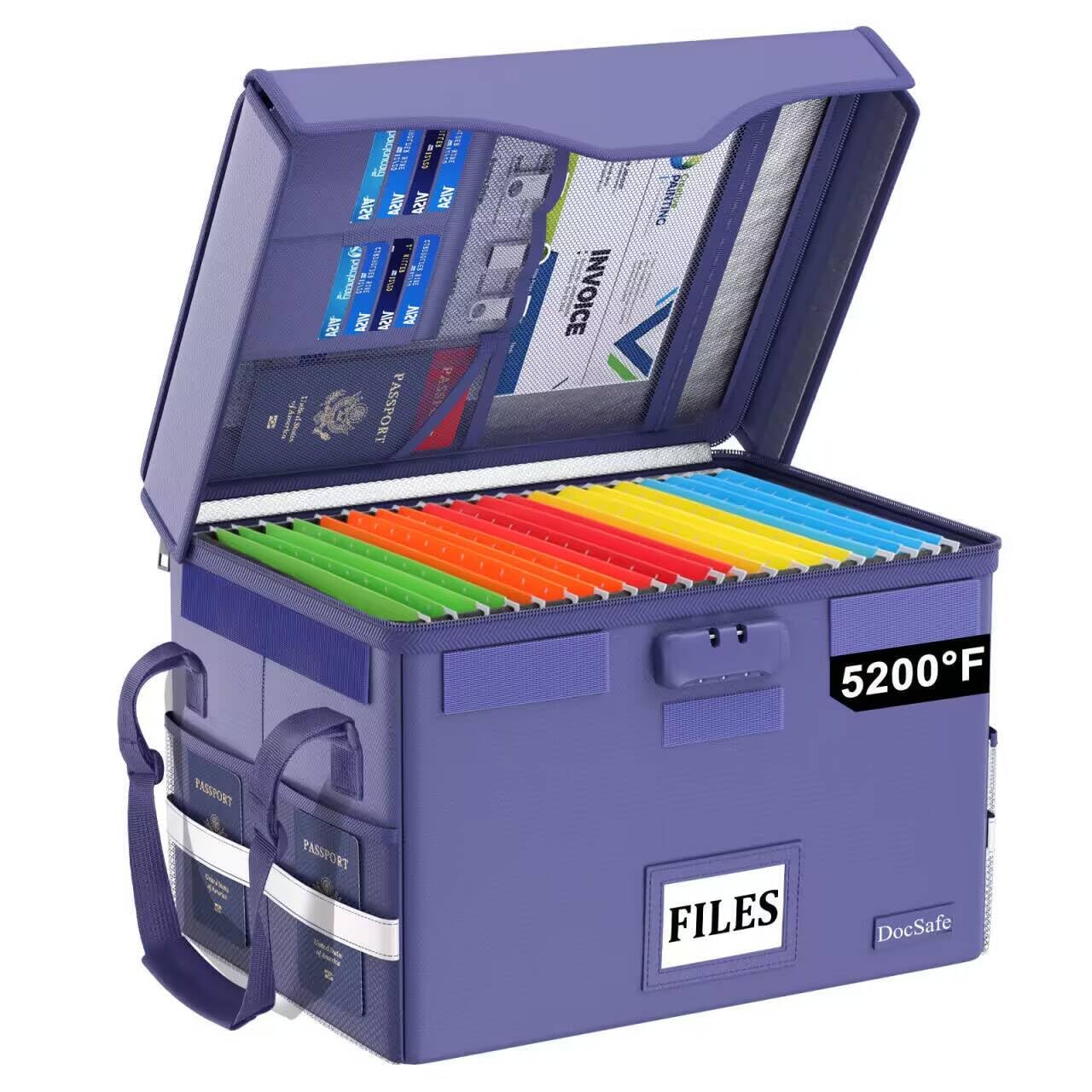 DocSafe 5200°F Fireproof Document Box with Lock,Heat Insulated File Organizer Storage with