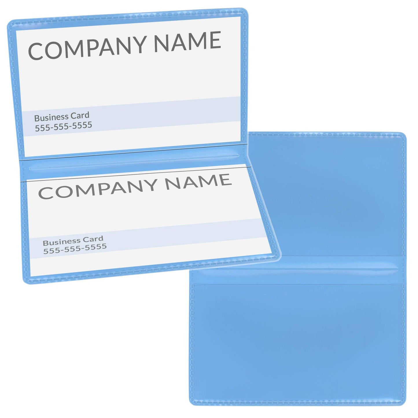 StoreSMART - Powder Blue Folding Business Card Holders - 50 Pack - Polypropylene Plastic