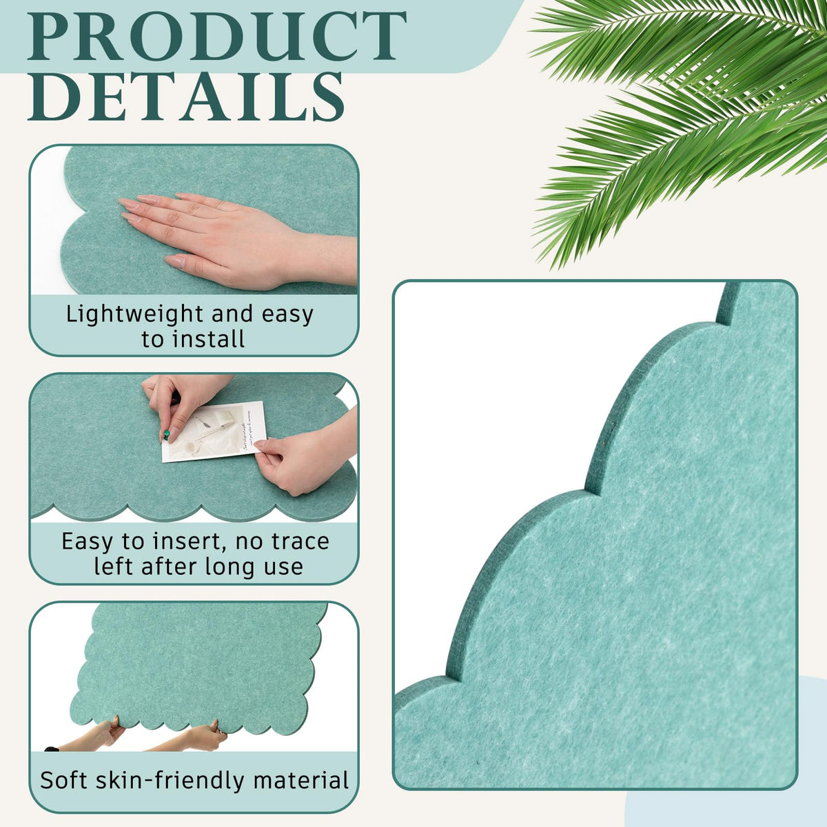 Mooliwe Scalloped Felt Bulletin Cork Board Foldable Forest Green 24*18 Inch