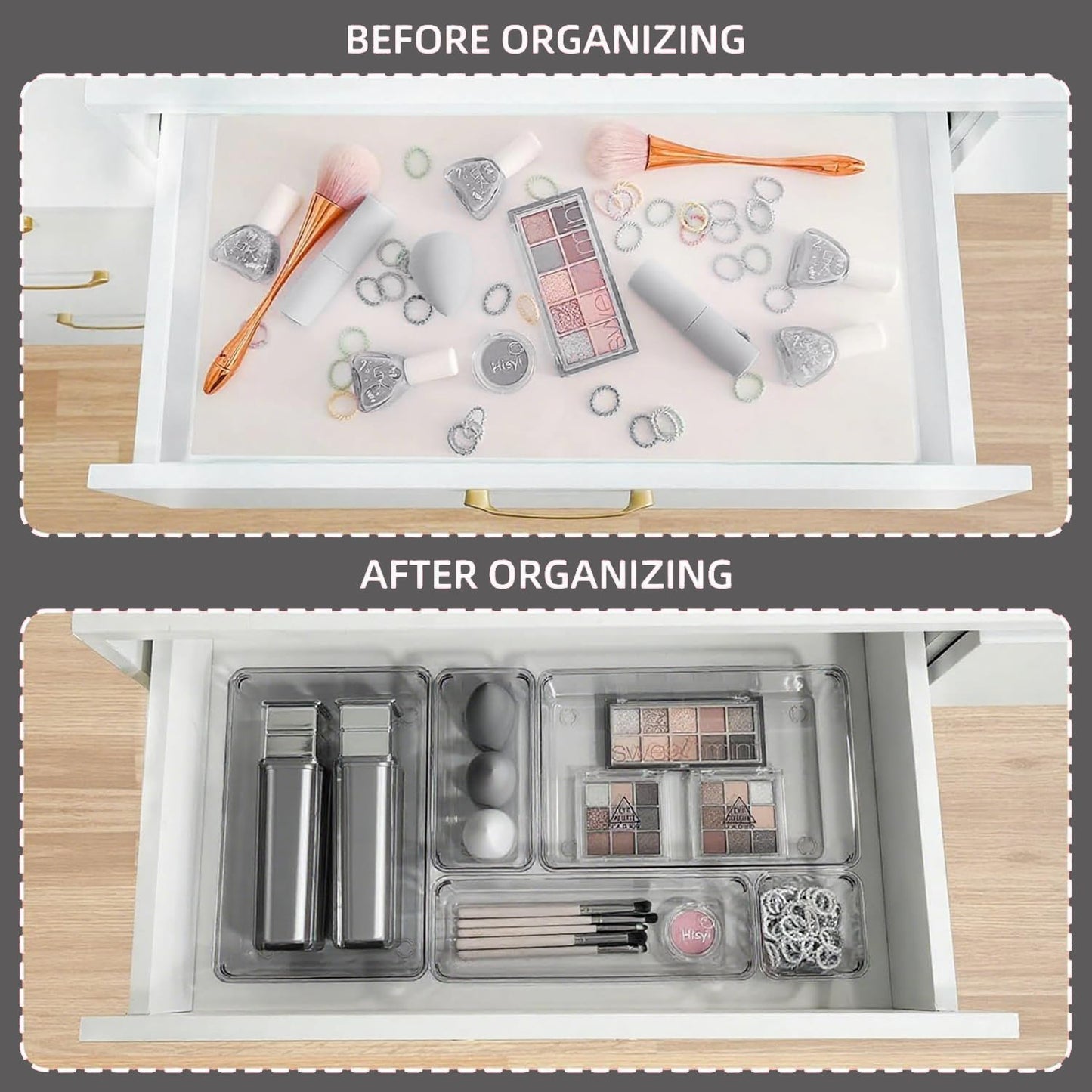 Trotianingyu Kitchen Desk Drawer Organizers Storage for Office, Small Acrylic Vanity Trays Makeup