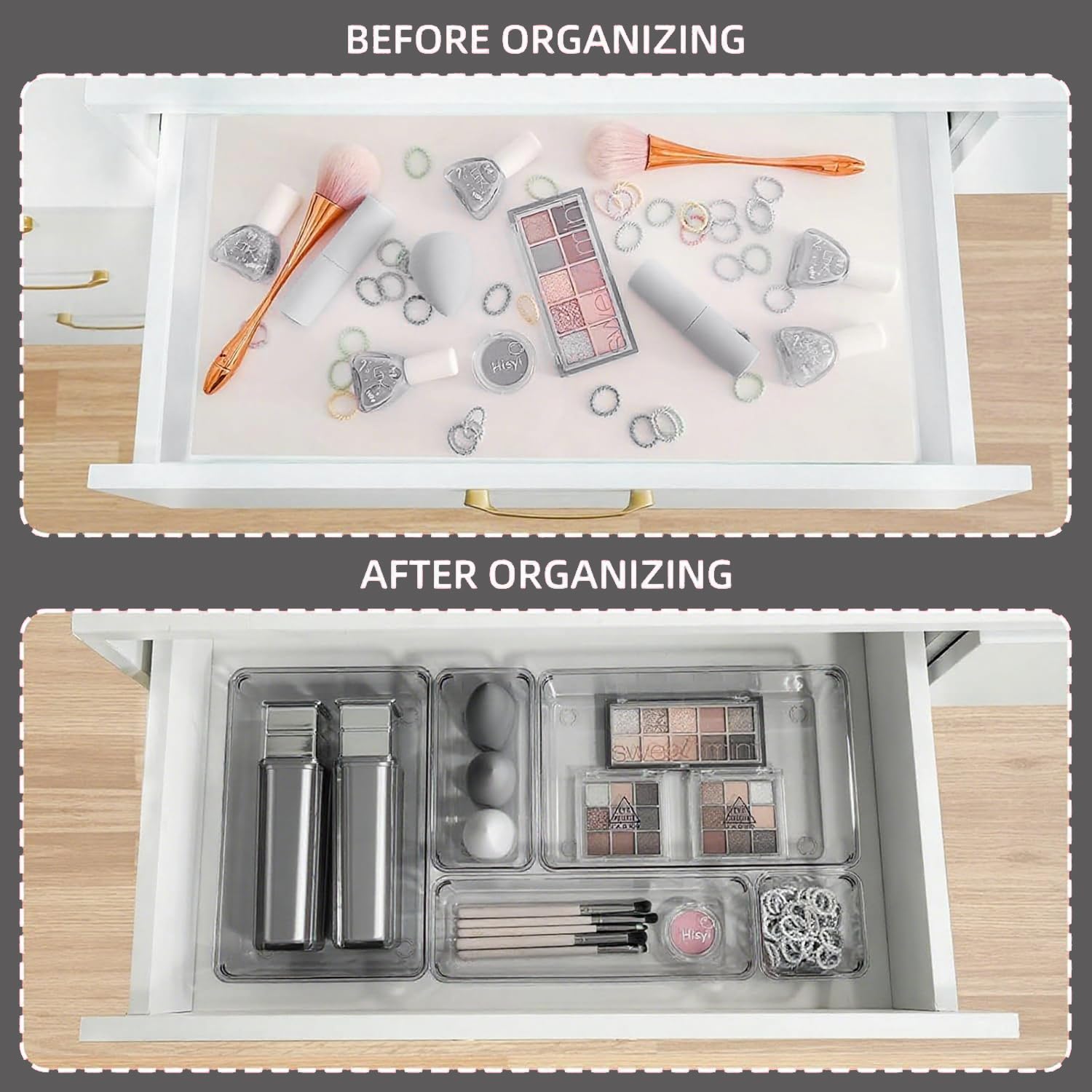 Trotianingyu Kitchen Desk Drawer Organizers Storage for Office, Small Acrylic Vanity Trays Makeup