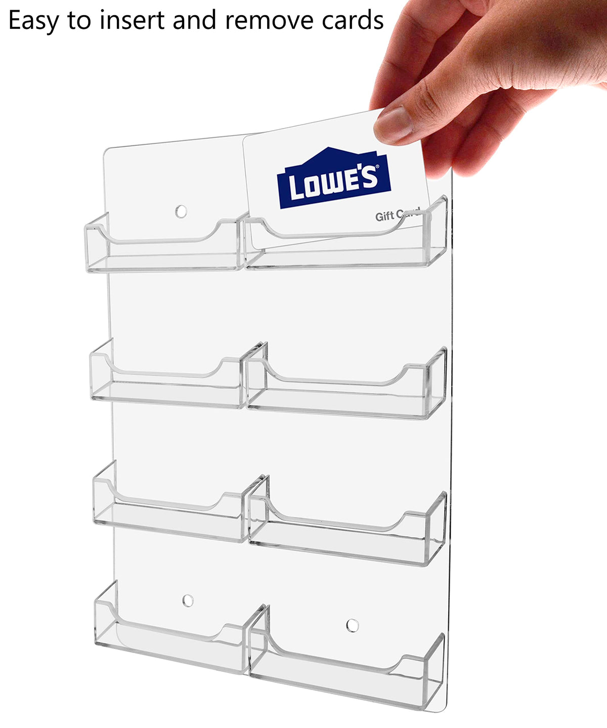 Marketing Holders Wall Business Card Holder with Hanging Hardware for 3.5" x 2" Gift Cards Clear