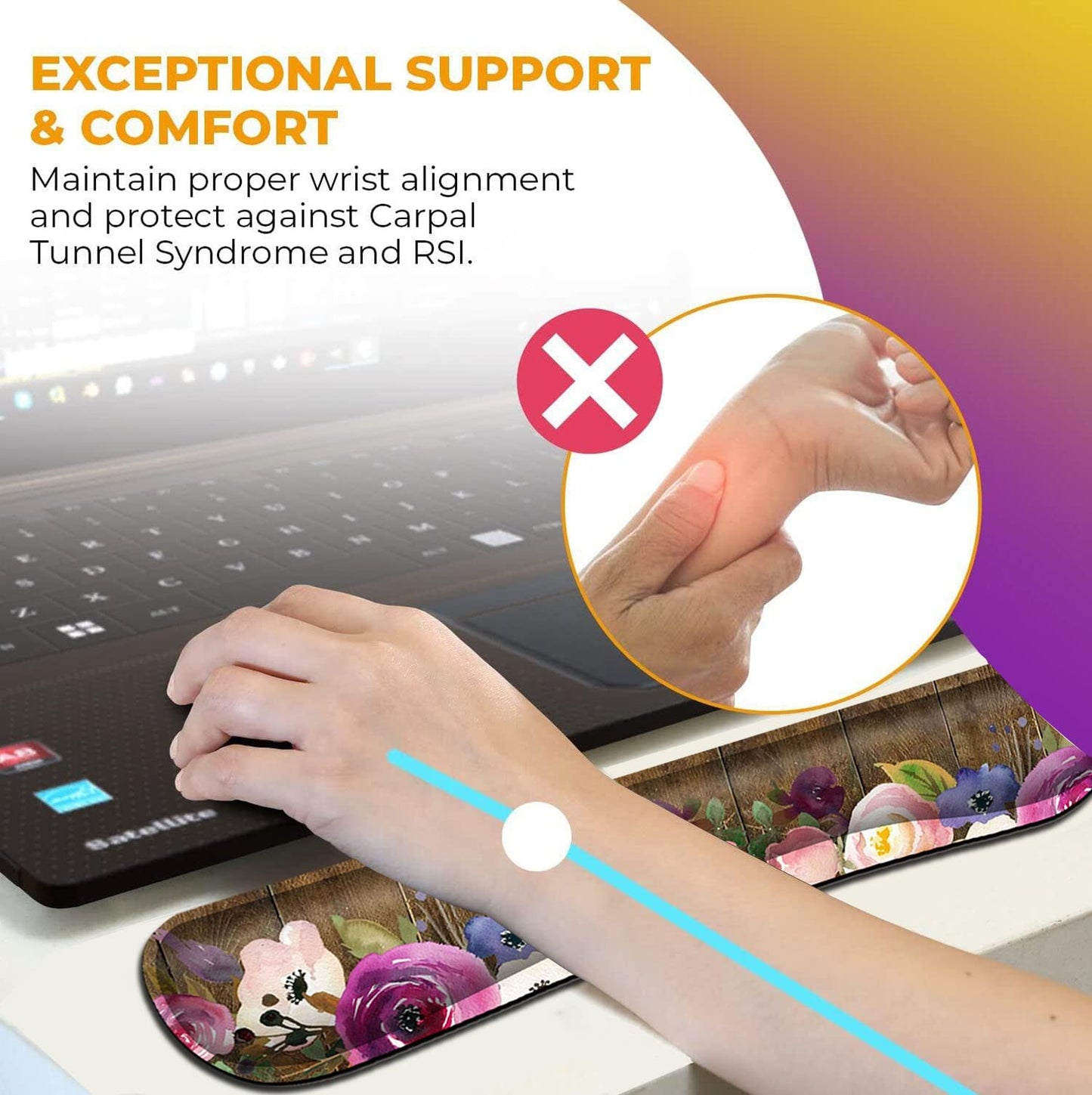 Chaos Coordinator Quotes Vintage Watercolor Floral Mouse Pad - Wrist Guard and Keyboard Wrist Rest
