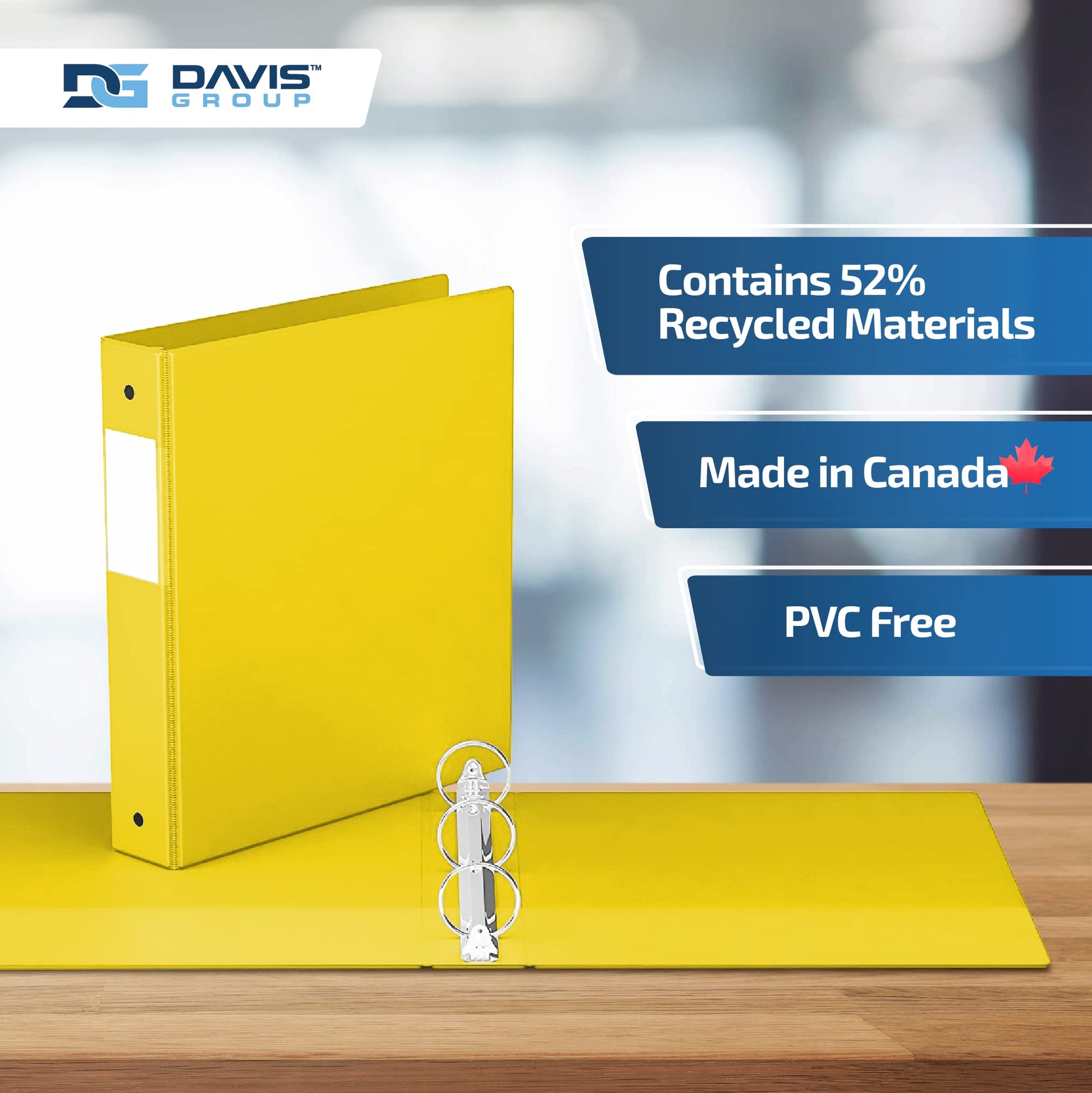 Premium Economy 3-Ring Binder, Spine Label, 1.5" Round Rings, Yellow, 6 Pk