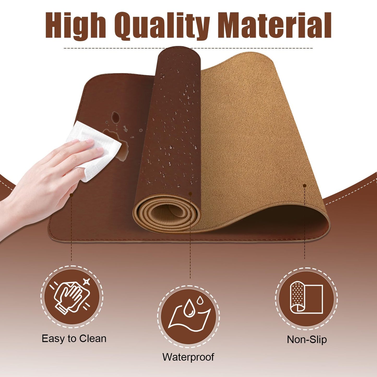 Leather Desk Pad Protector, 39.4'' X 17'' Large Mouse Pad, Office Desk Mat, Non-Slip PU Leather &