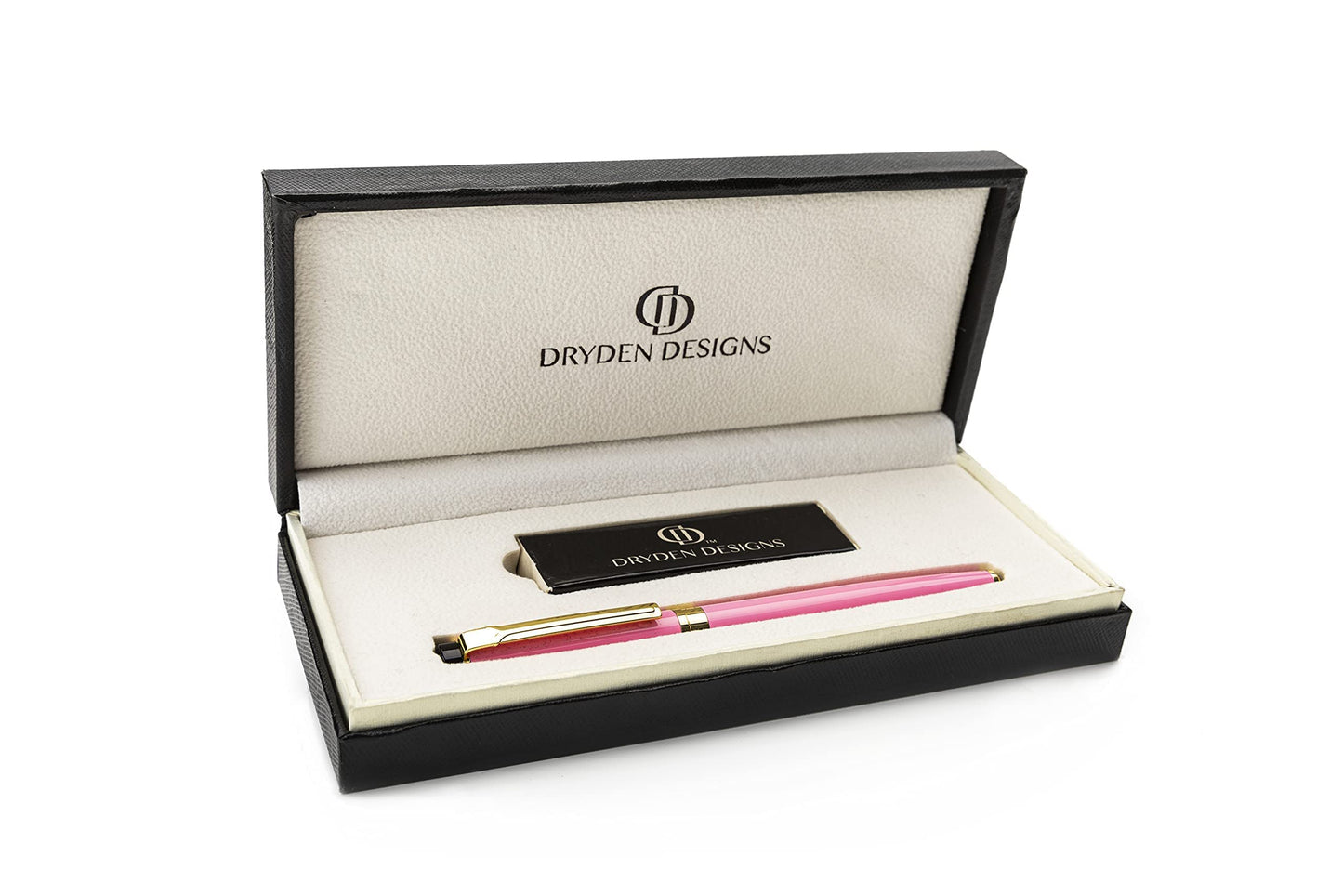 Dryden Designs Fountain Pen. Medium Nib Premium Box | 6 Ink Cartridges Included (Luscious Pink)