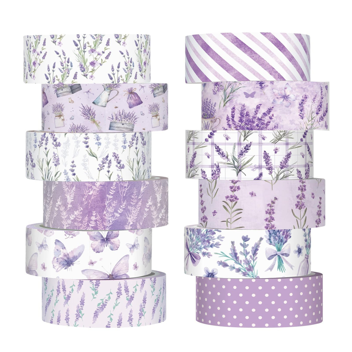 YooNotee 12 Rolls Floral Washi Tape Set,Purple,Lavender