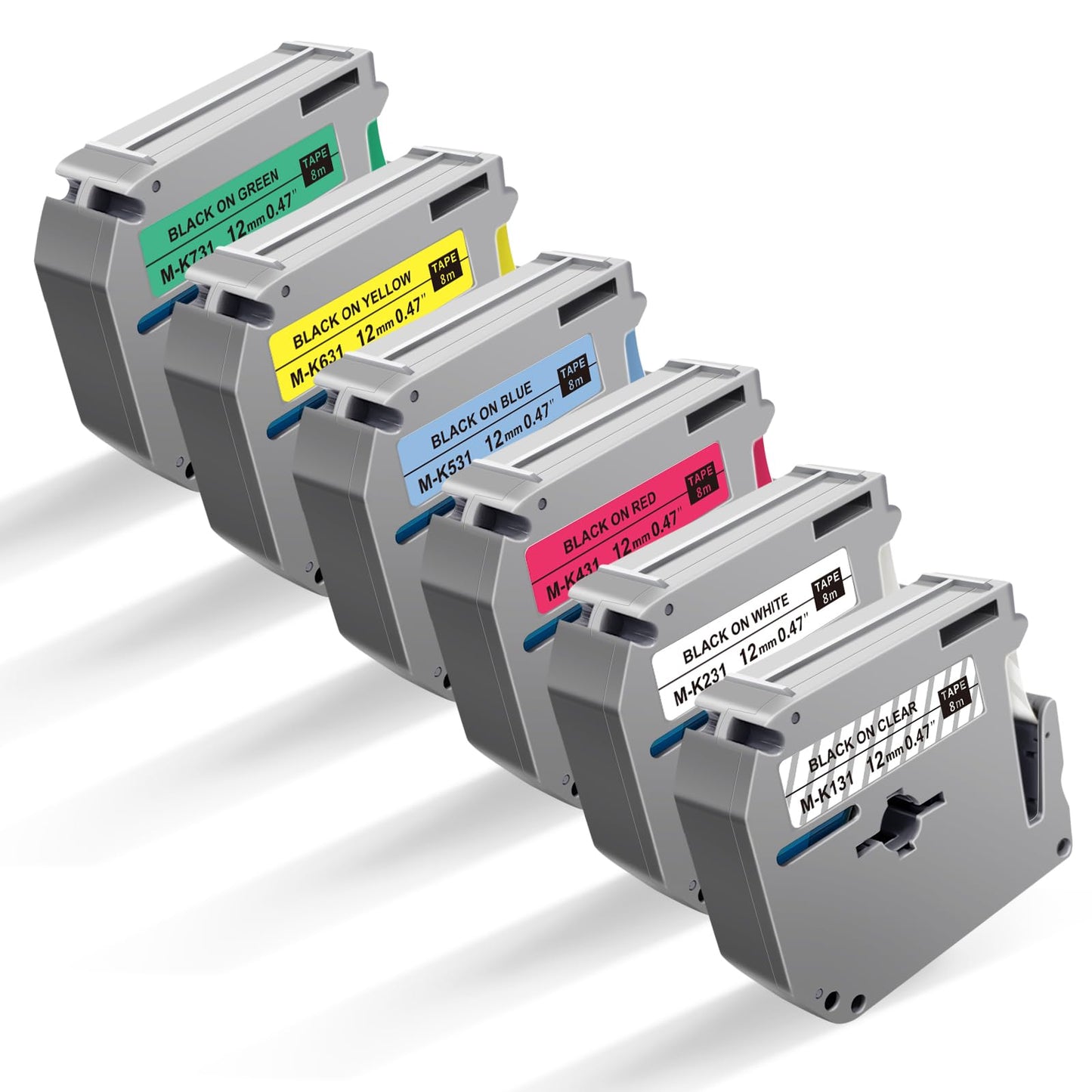 6Pk P Touch M Tape Colorful Work with PT-65 PT-70 PT-70BM PT-M95 PTM95