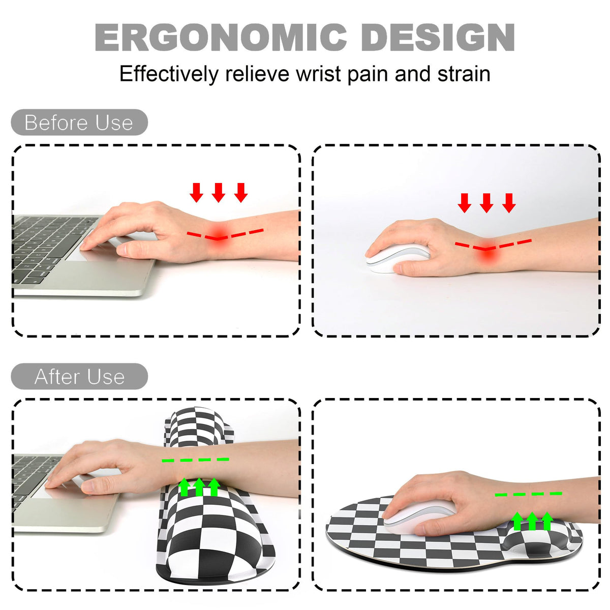 Ergonomic Mouse Pad with Wrist Rest and Keyboard Wrist Rest, Mousepad